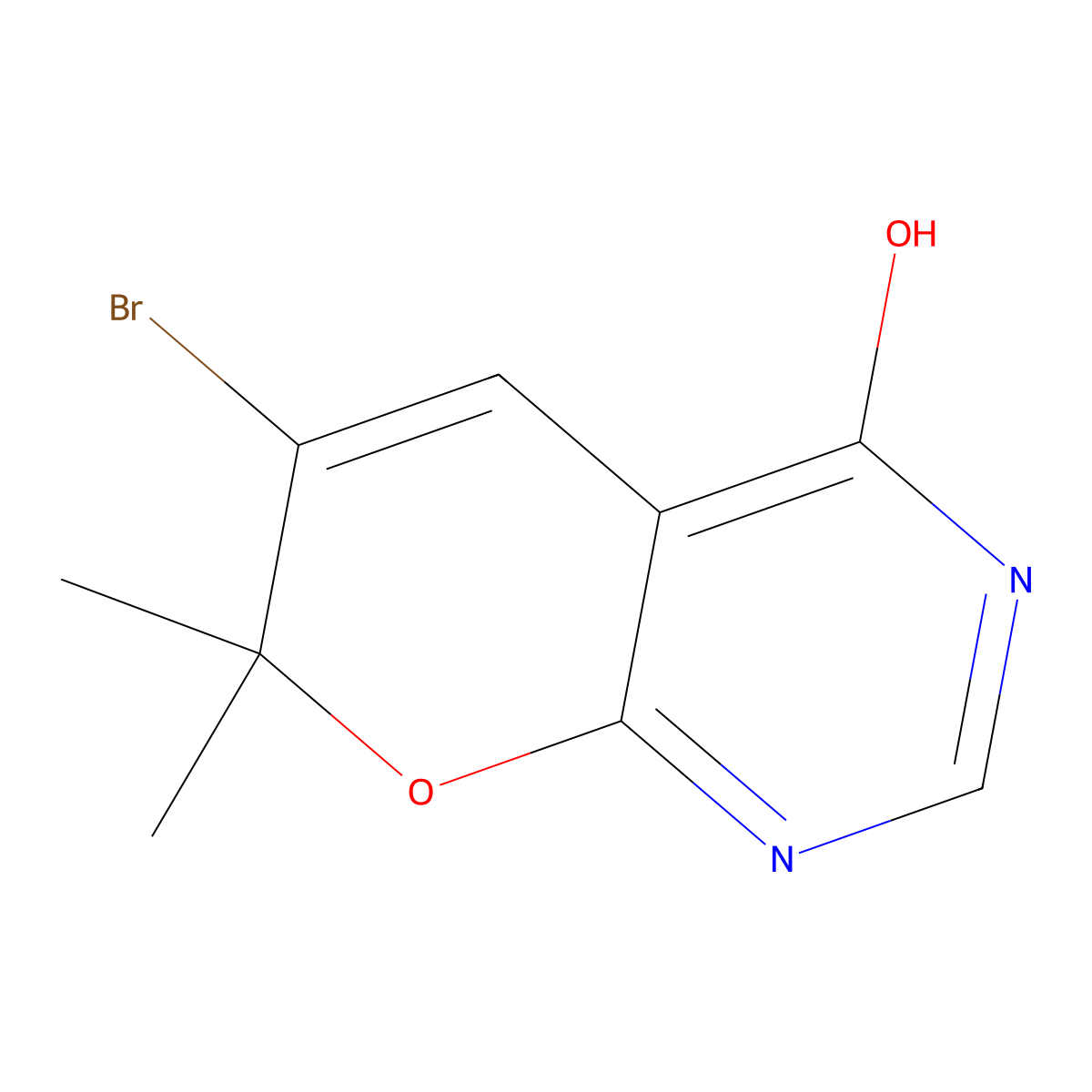 6-Bromo-7,7-dimethyl-7H-pyrano[2,3-d]pyrimidin-4-ol molecular structure, CAS 701232-62-4