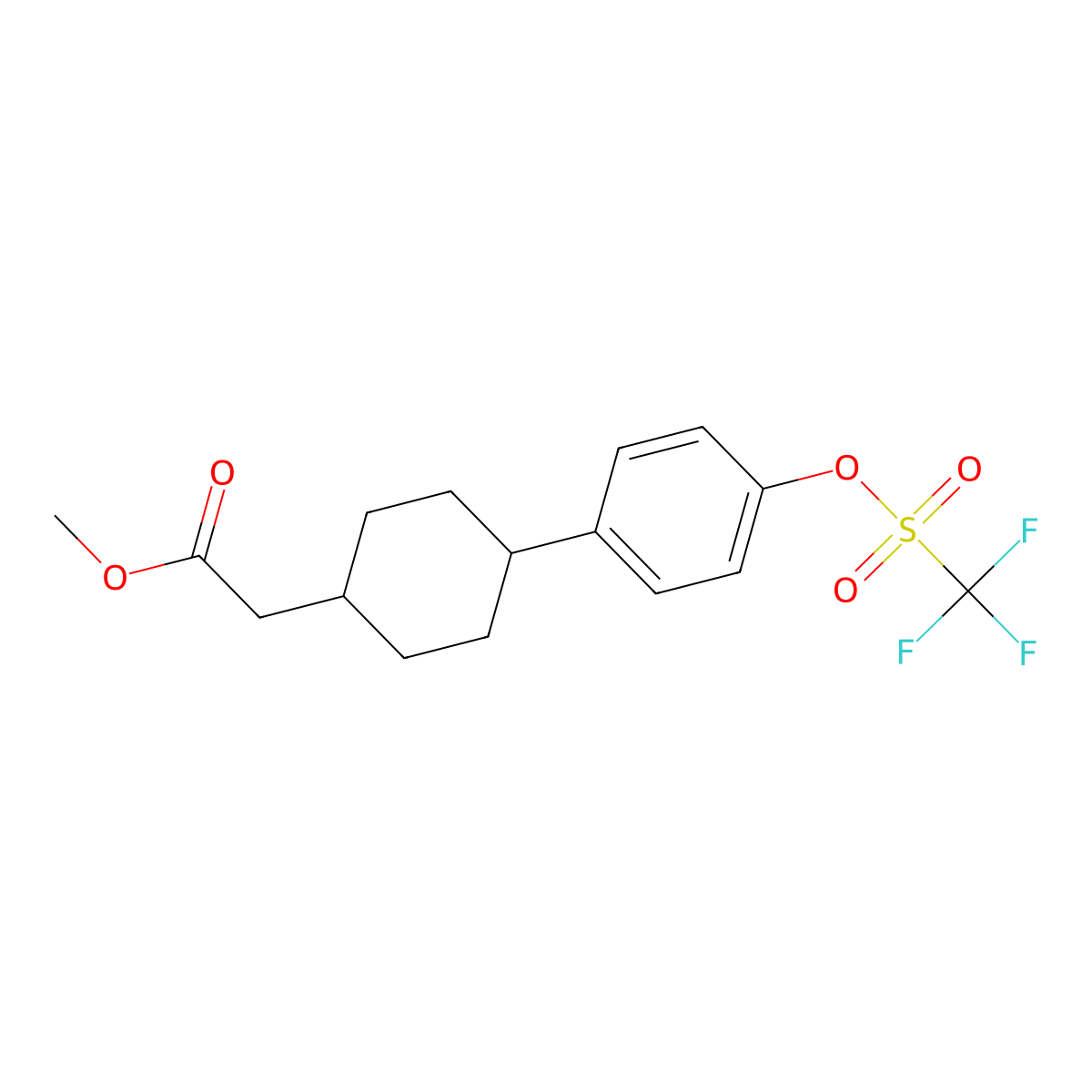 trans-Methyl 2-[4-[4-[(trifluoromethylsulfonyl)oxy]phenyl]cyclohexyl]acetate molecular structure, CAS 701232-68-0