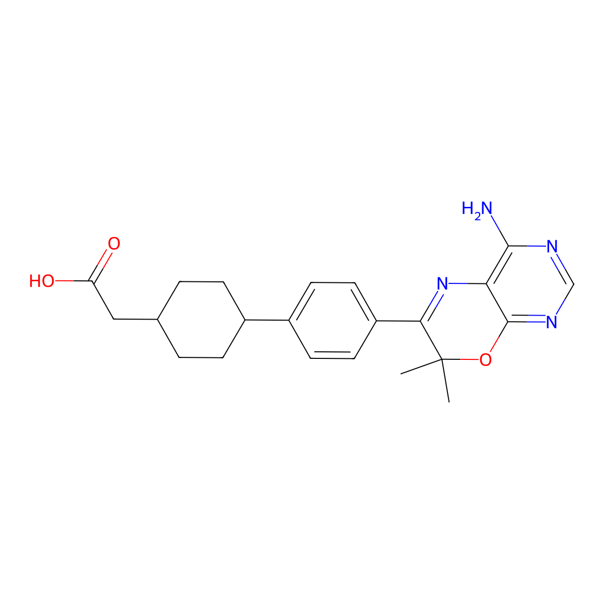 (4-(4-(4-Amino-7,7-dimethyl-7H-pyrimido(4,5-b)(1,4)oxazin-6-yl)phenyl)cyclohexyl)acetic acid molecular structure, CAS 701234-65-3