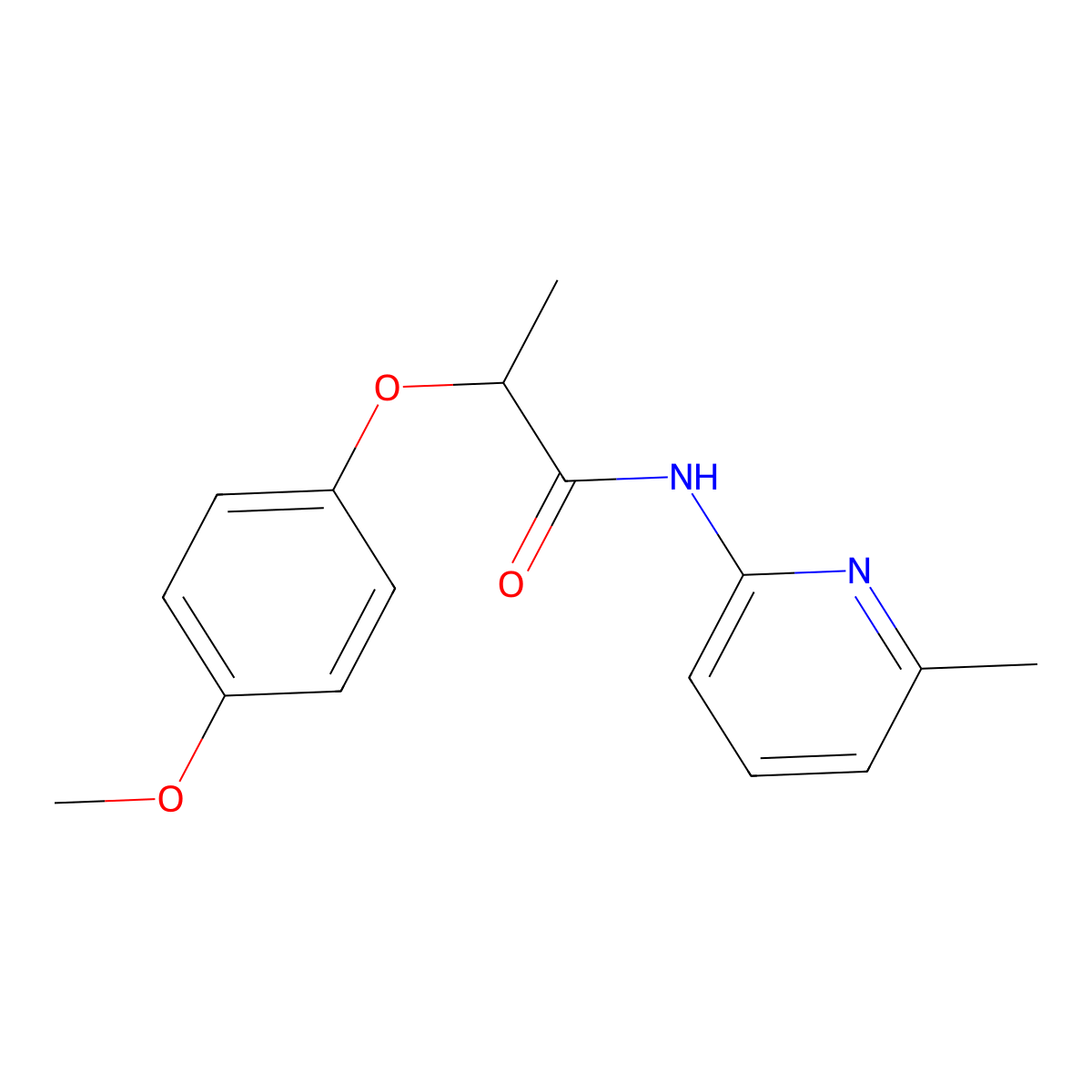 2-(4-methoxyphenoxy)-N-(6-methylpyridin-2-yl)propanamide molecular structure, CAS 701237-50-5