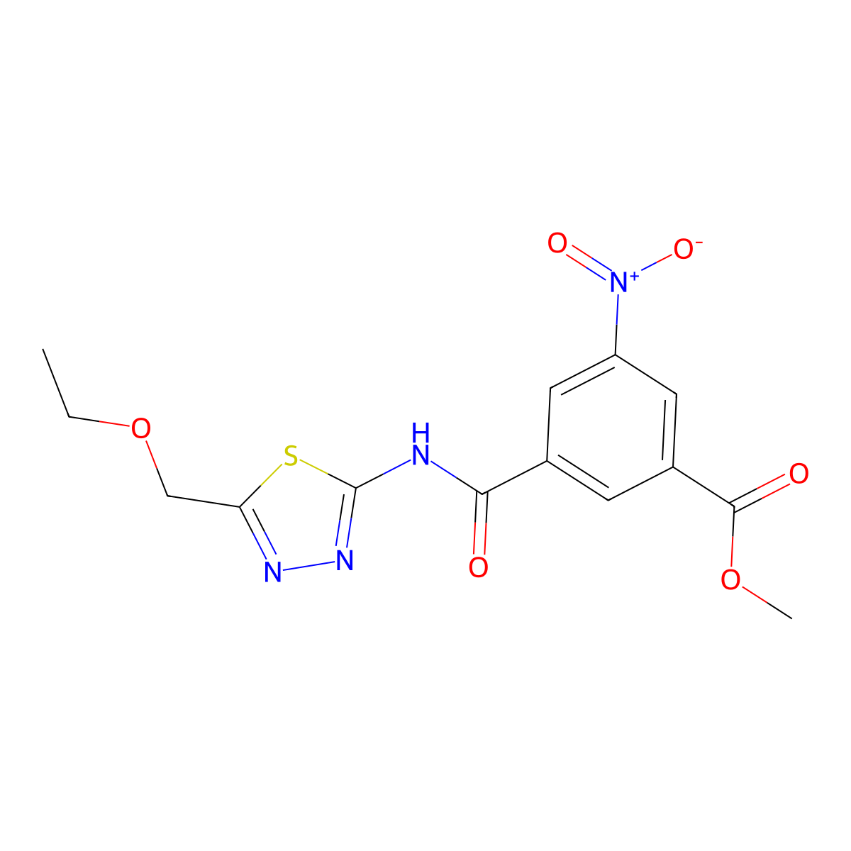 Methyl 3-({[5-(ethoxymethyl)-1,3,4-thiadiazol-2-yl]amino}carbonyl)-5-nitrobenzoate molecular structure, CAS 701237-53-8