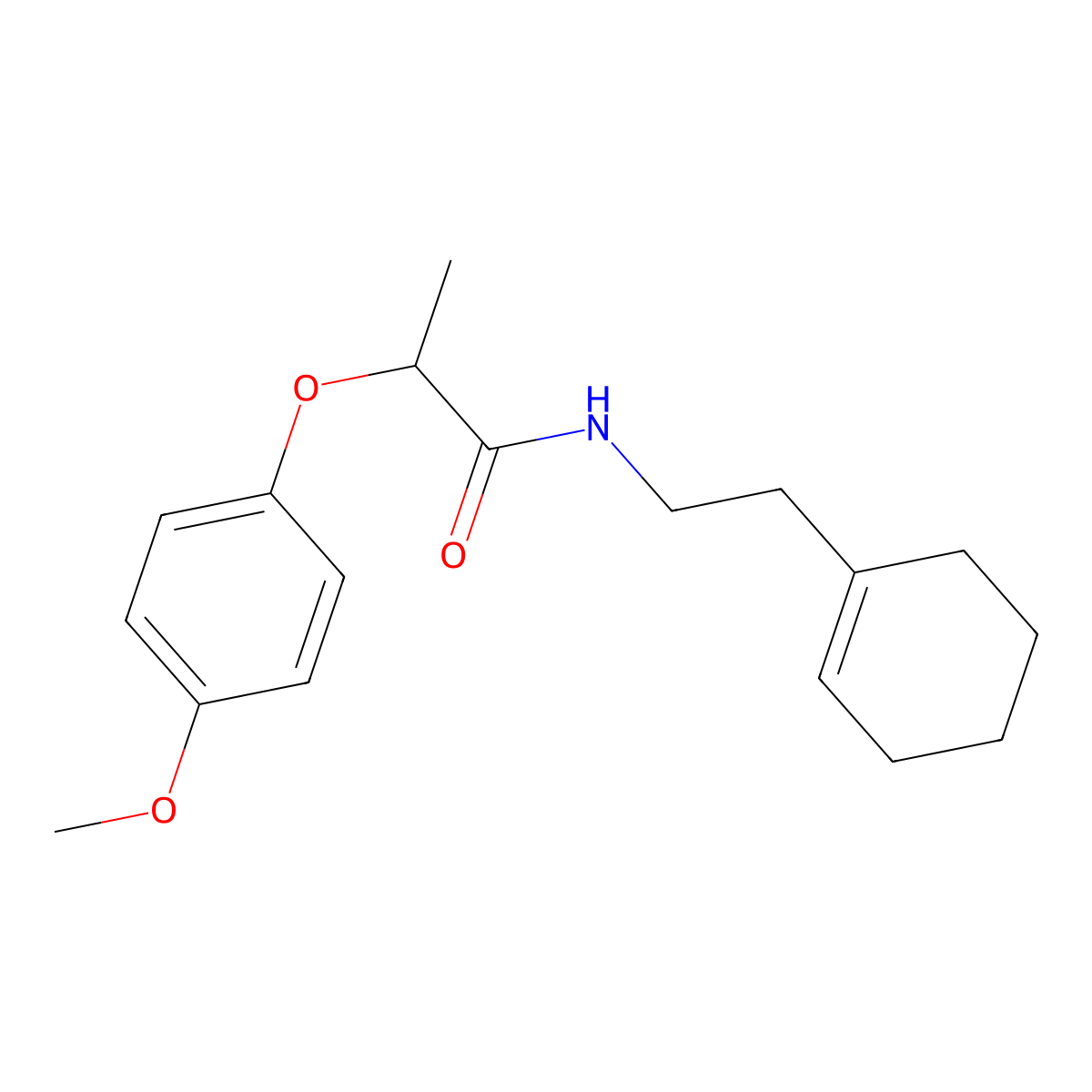 N-[2-(cyclohexen-1-yl)ethyl]-2-(4-methoxyphenoxy)propanamide molecular structure, CAS 701237-55-0