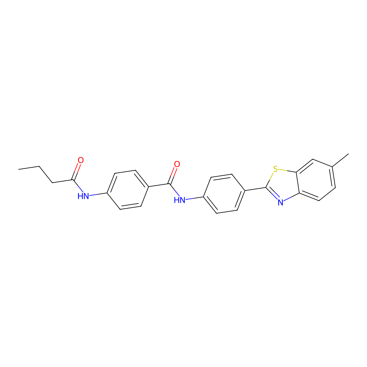 4-(butanoylamino)-N-[4-(6-methyl-1,3-benzothiazol-2-yl)phenyl]benzamide molecular structure, CAS 701237-61-8