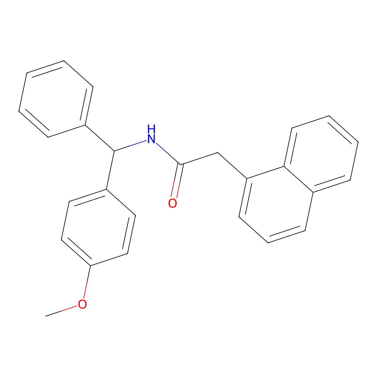 N-[(4-methoxyphenyl)-phenylmethyl]-2-naphthalen-1-ylacetamide molecular structure, CAS 701237-64-1