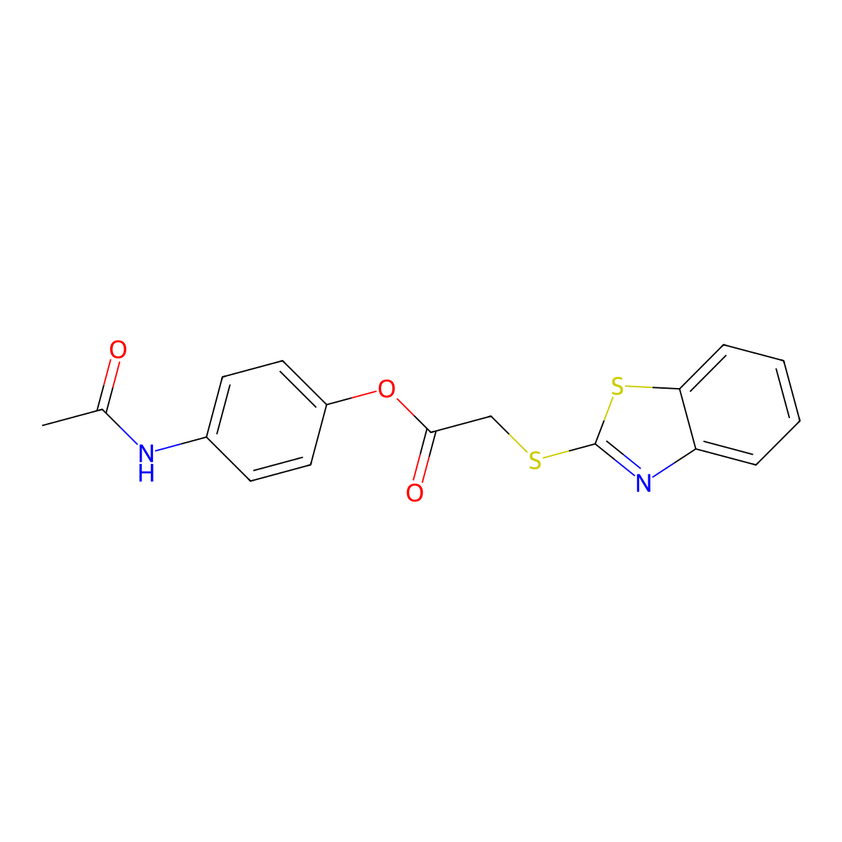 4-(Acetylamino)phenyl 2-benzothiazol-2-ylthioacetate molecular structure, CAS 701237-76-5