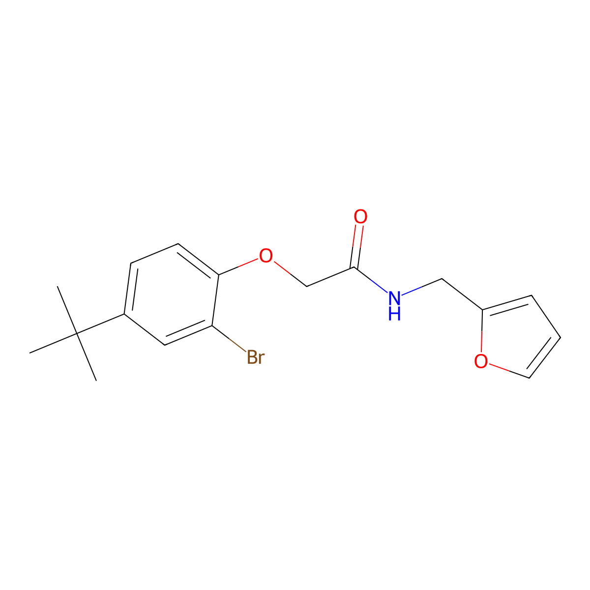 2-(2-bromo-4-tert-butylphenoxy)-N-(2-furanylmethyl)acetamide molecular structure, CAS 701237-81-2