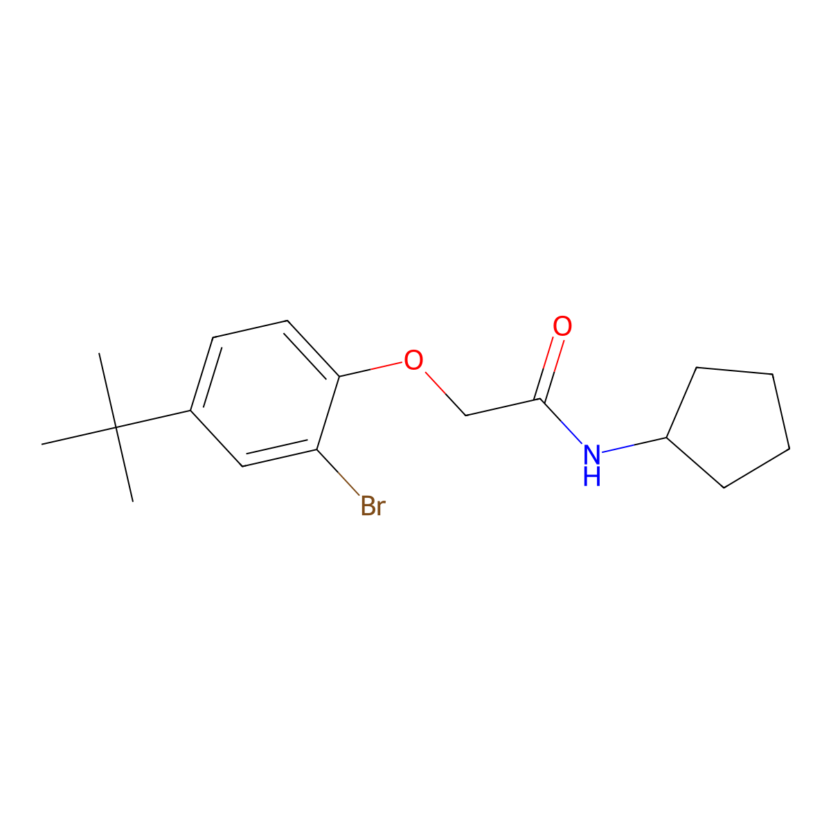 2-(2-bromo-4-tert-butylphenoxy)-N-cyclopentylacetamide molecular structure, CAS 701237-87-8