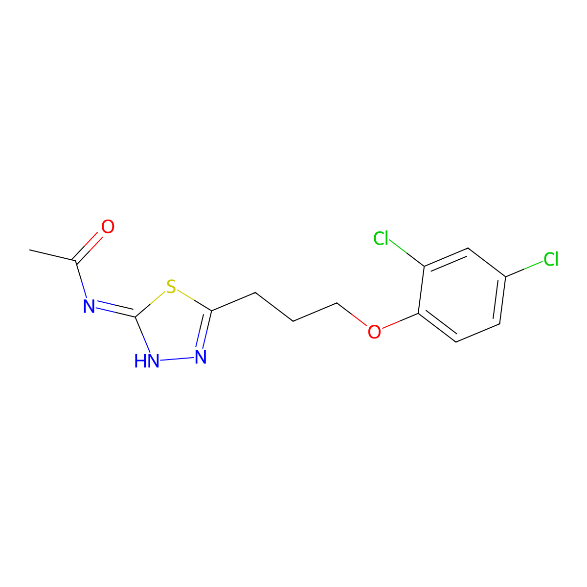 N-[5-[3-(2,4-dichlorophenoxy)propyl]-1,3,4-thiadiazol-2-yl]acetamide molecular structure, CAS 701237-93-6