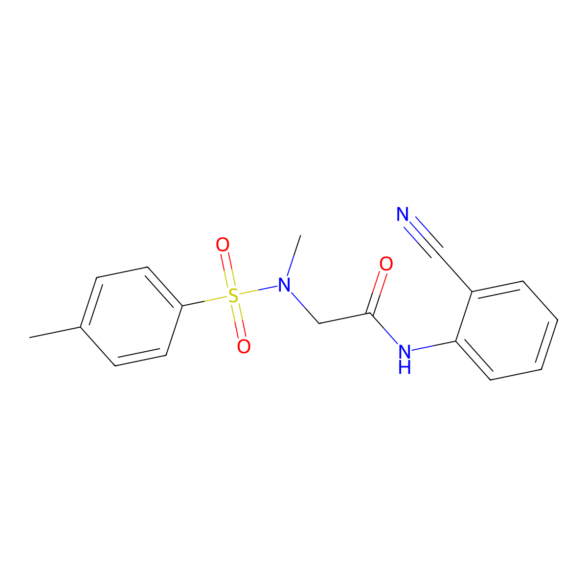 N-(2-cyanophenyl)-2-[methyl-(4-methylphenyl)sulfonylamino]acetamide molecular structure, CAS 701238-16-6