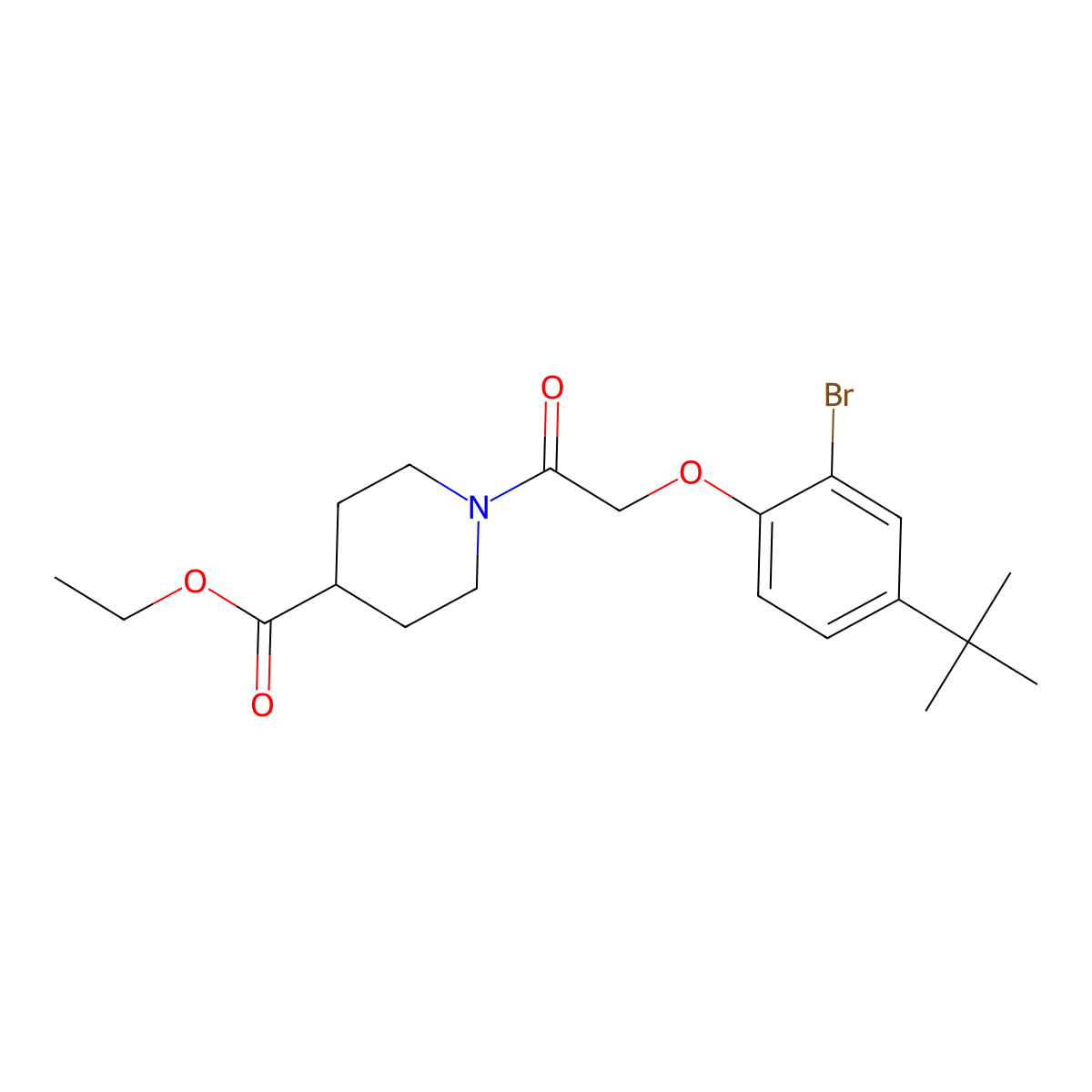 Ethyl 1-[(2-bromo-4-tert-butylphenoxy)acetyl]piperidine-4-carboxylate molecular structure, CAS 701238-20-2