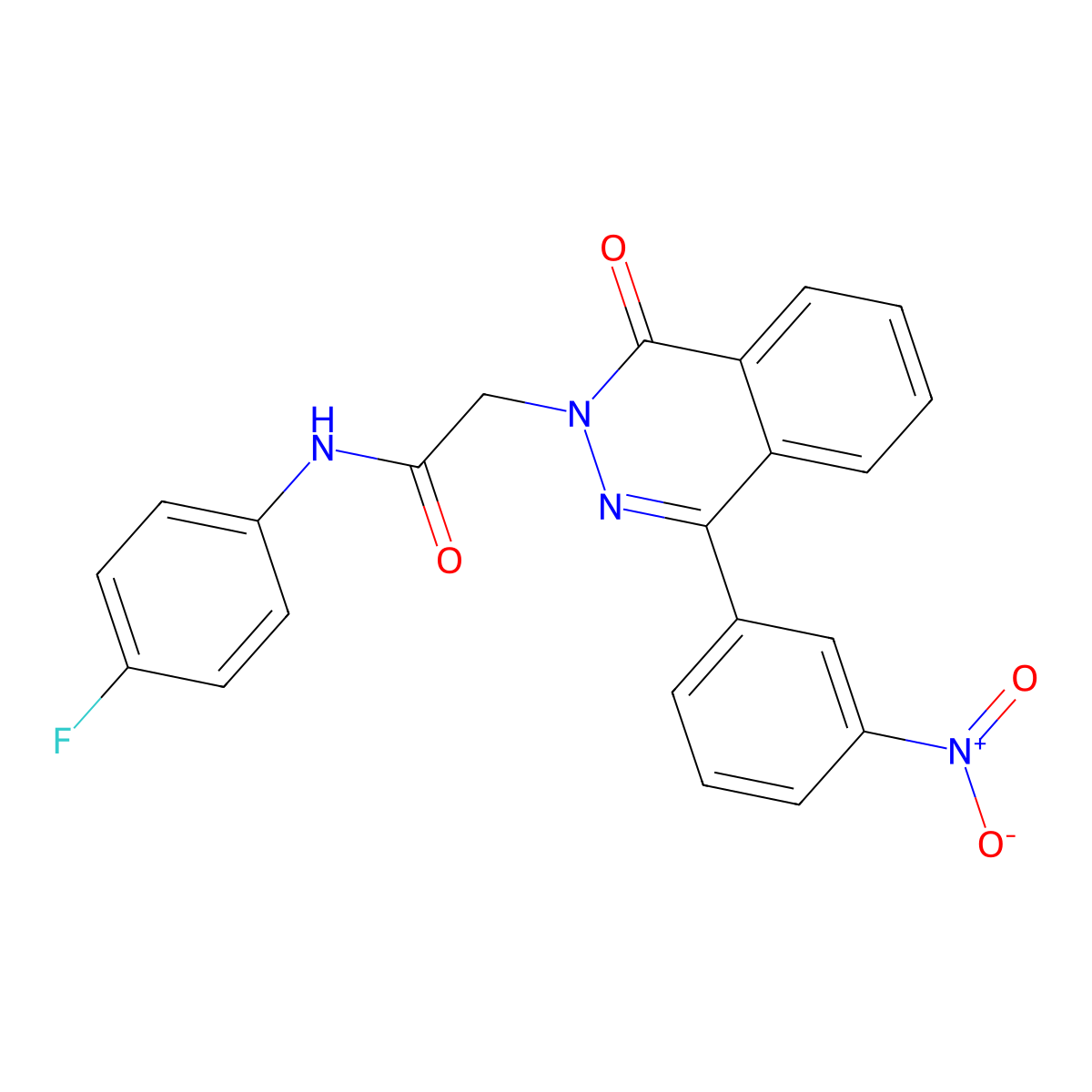 N-(4-fluorophenyl)-2-[4-(3-nitrophenyl)-1-oxophthalazin-2-yl]acetamide molecular structure, CAS 701238-37-1
