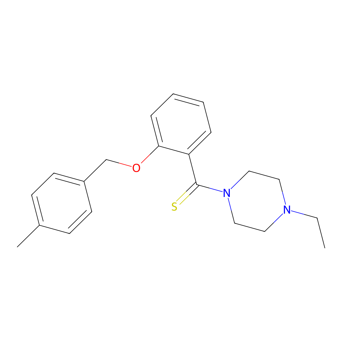 (4-Ethylpiperazin-1-yl)-[2-[(4-methylphenyl)methoxy]phenyl]methanethione molecular structure, CAS 701238-46-2