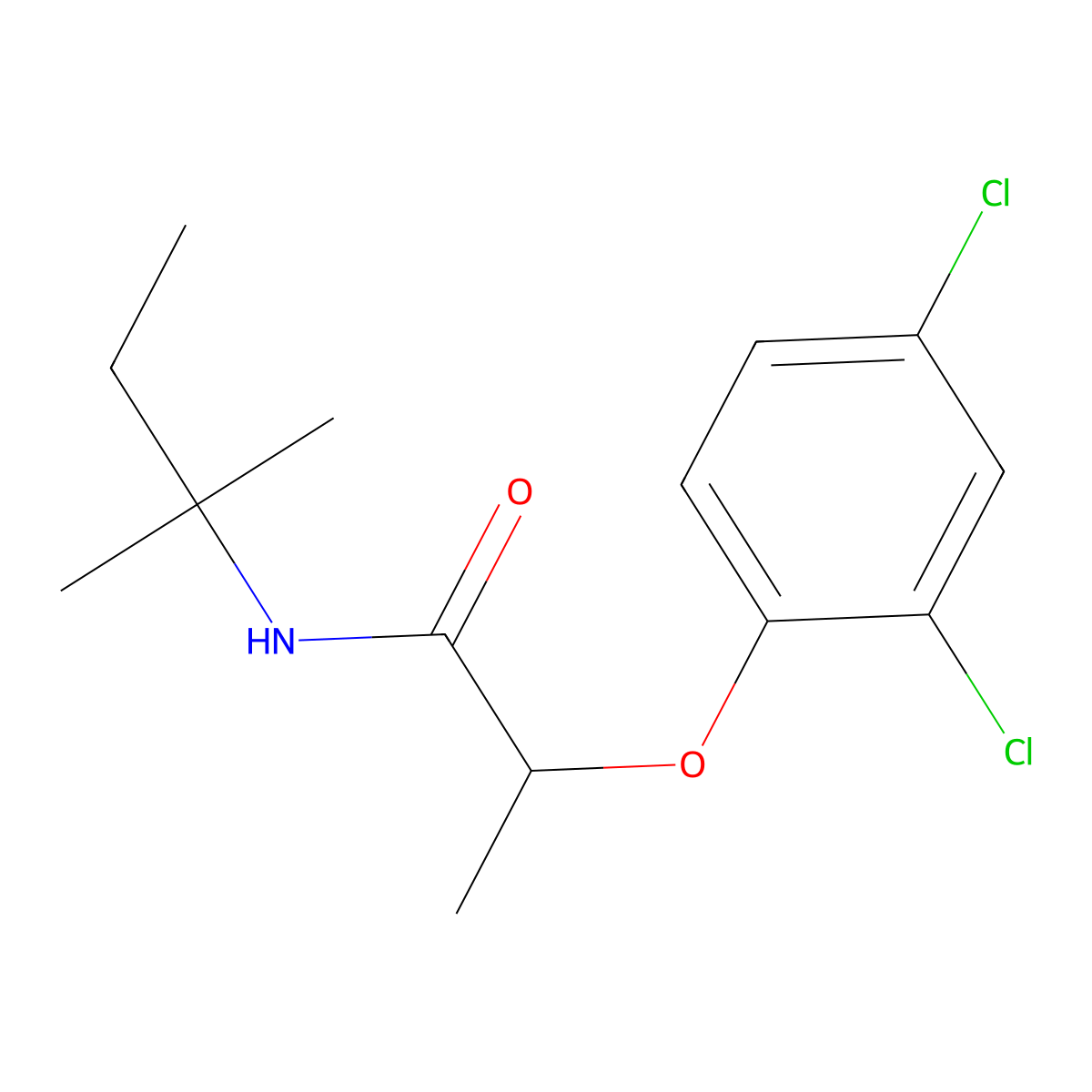 2-(2,4-dichlorophenoxy)-N-(2-methylbutan-2-yl)propanamide molecular structure, CAS 701238-50-8