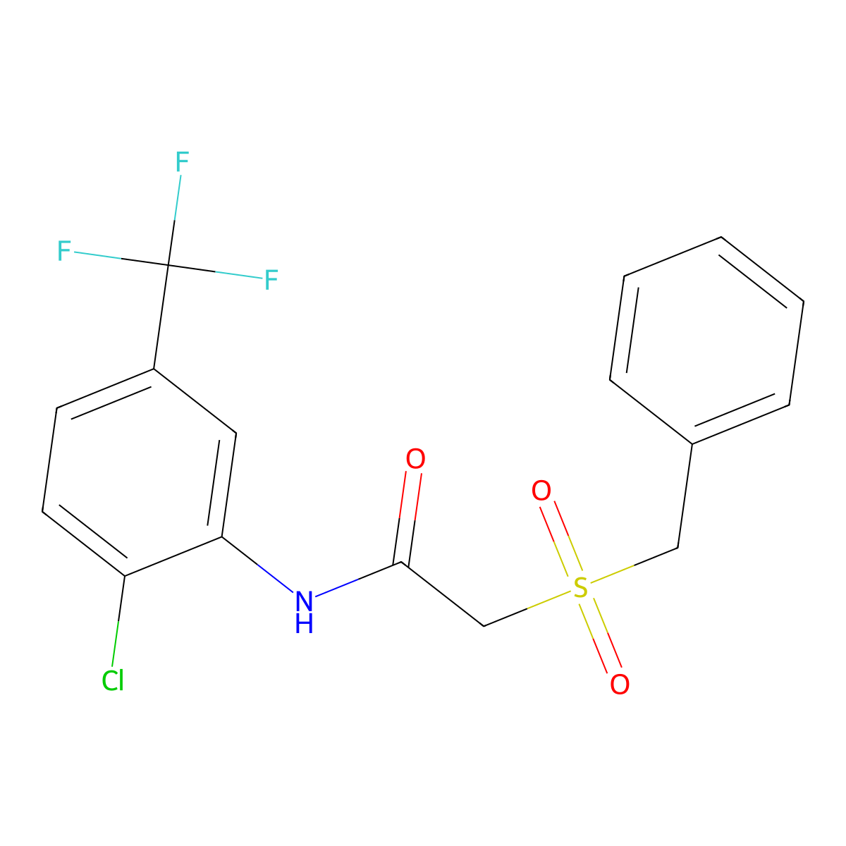 2-benzylsulfonyl-N-[2-chloro-5-(trifluoromethyl)phenyl]acetamide molecular structure, CAS 701238-68-8