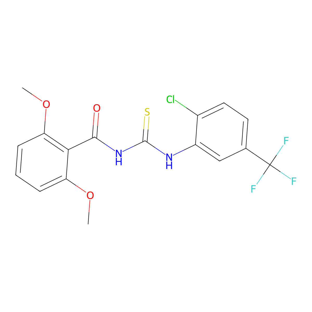 N-[[2-chloro-5-(trifluoromethyl)phenyl]carbamothioyl]-2,6-dimethoxybenzamide molecular structure, CAS 701238-71-3