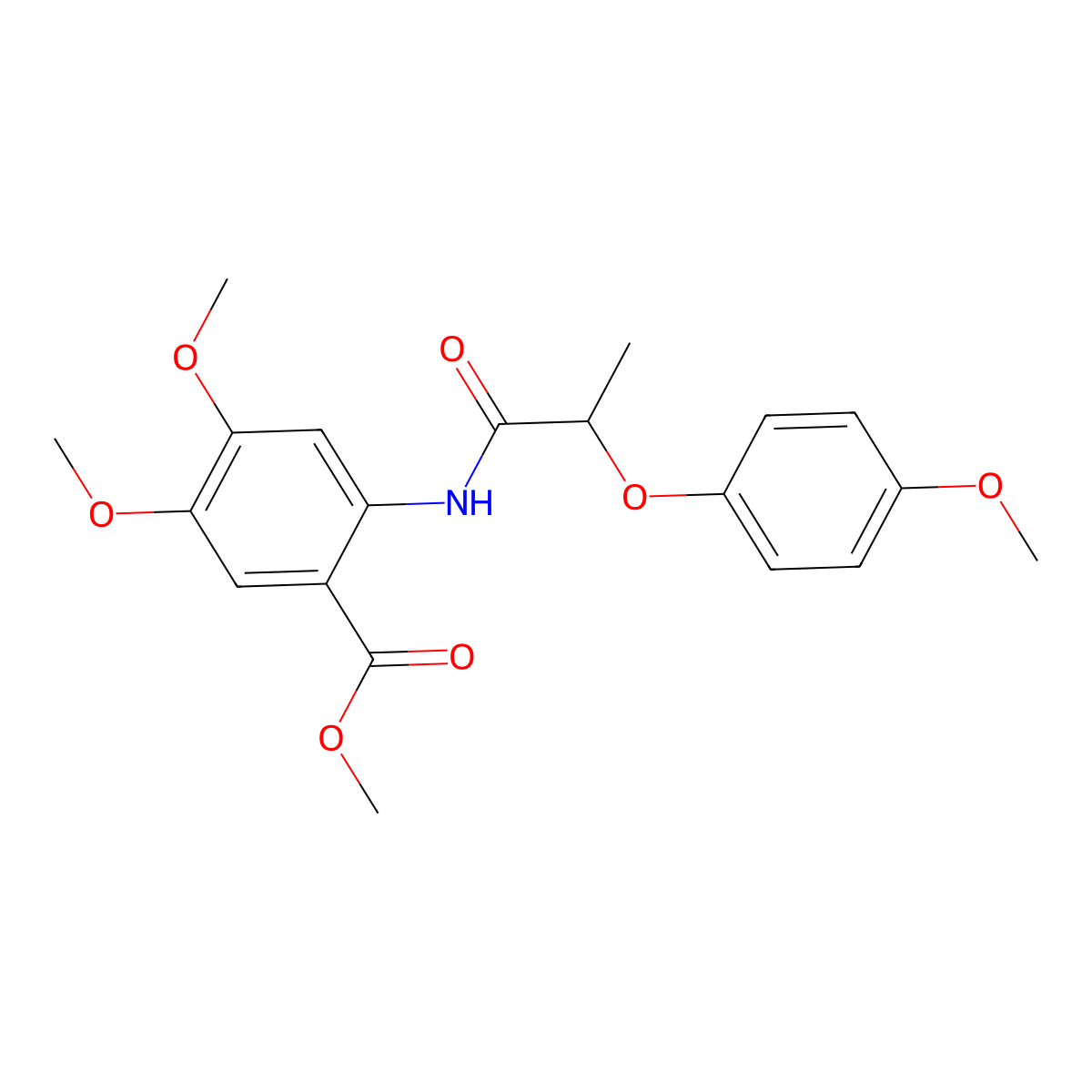 Methyl 4,5-dimethoxy-2-{[2-(4-methoxyphenoxy)propanoyl]amino}benzoate molecular structure, CAS 701238-86-0