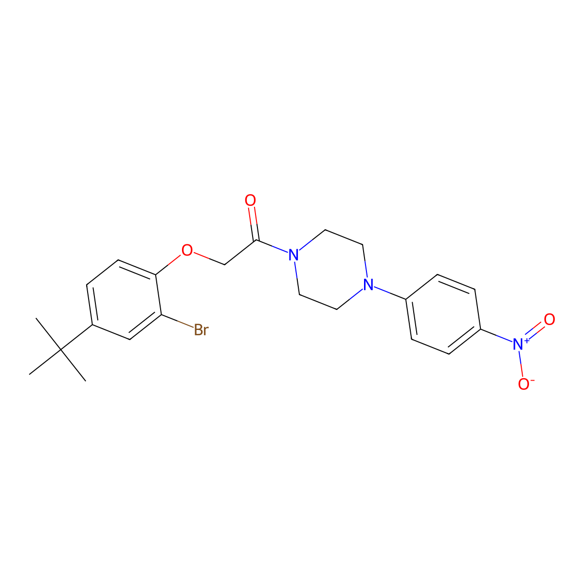 2-(2-Bromo-4-tert-butylphenoxy)-1-[4-(4-nitrophenyl)piperazin-1-yl]ethanone molecular structure, CAS 701238-96-2