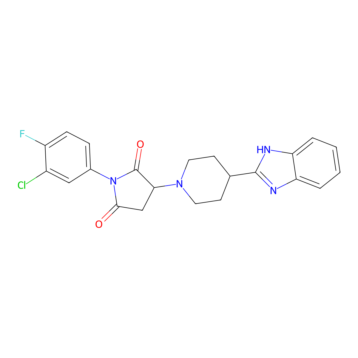 3-[4-(1H-benzimidazol-2-yl)piperidin-1-yl]-1-(3-chloro-4-fluorophenyl)pyrrolidine-2,5-dione molecular structure, CAS 701239-01-2