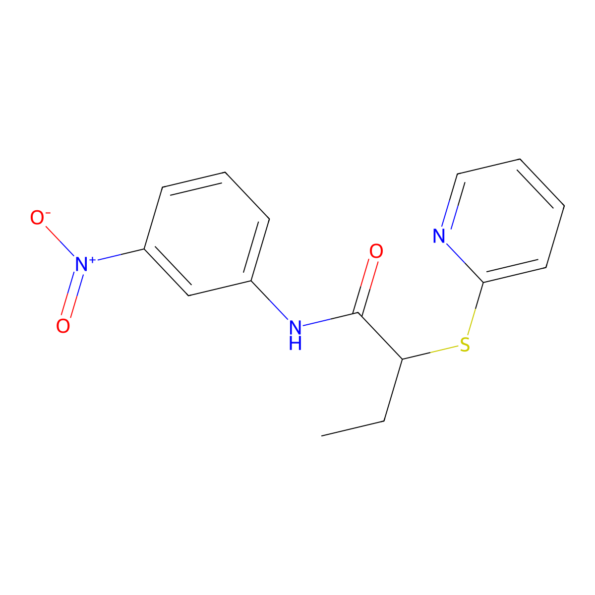 N-(3-nitrophenyl)-2-pyridin-2-ylsulfanylbutanamide molecular structure, CAS 701239-04-5