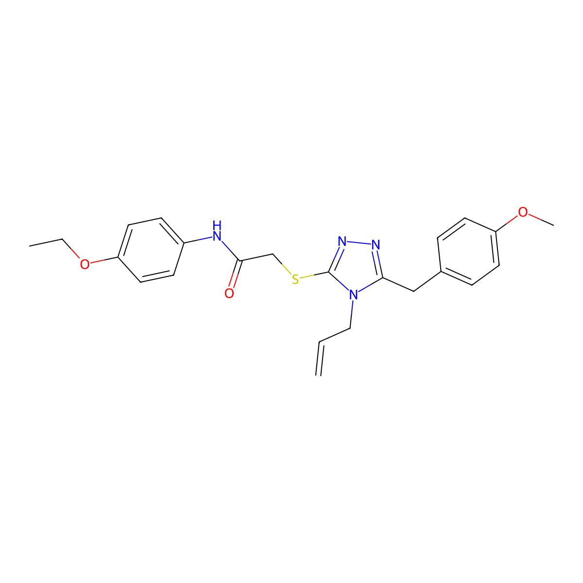 N-(4-ethoxyphenyl)-2-[[5-[(4-methoxyphenyl)methyl]-4-prop-2-enyl-1,2,4-triazol-3-yl]sulfanyl]acetamide molecular structure, CAS 701239-08-9