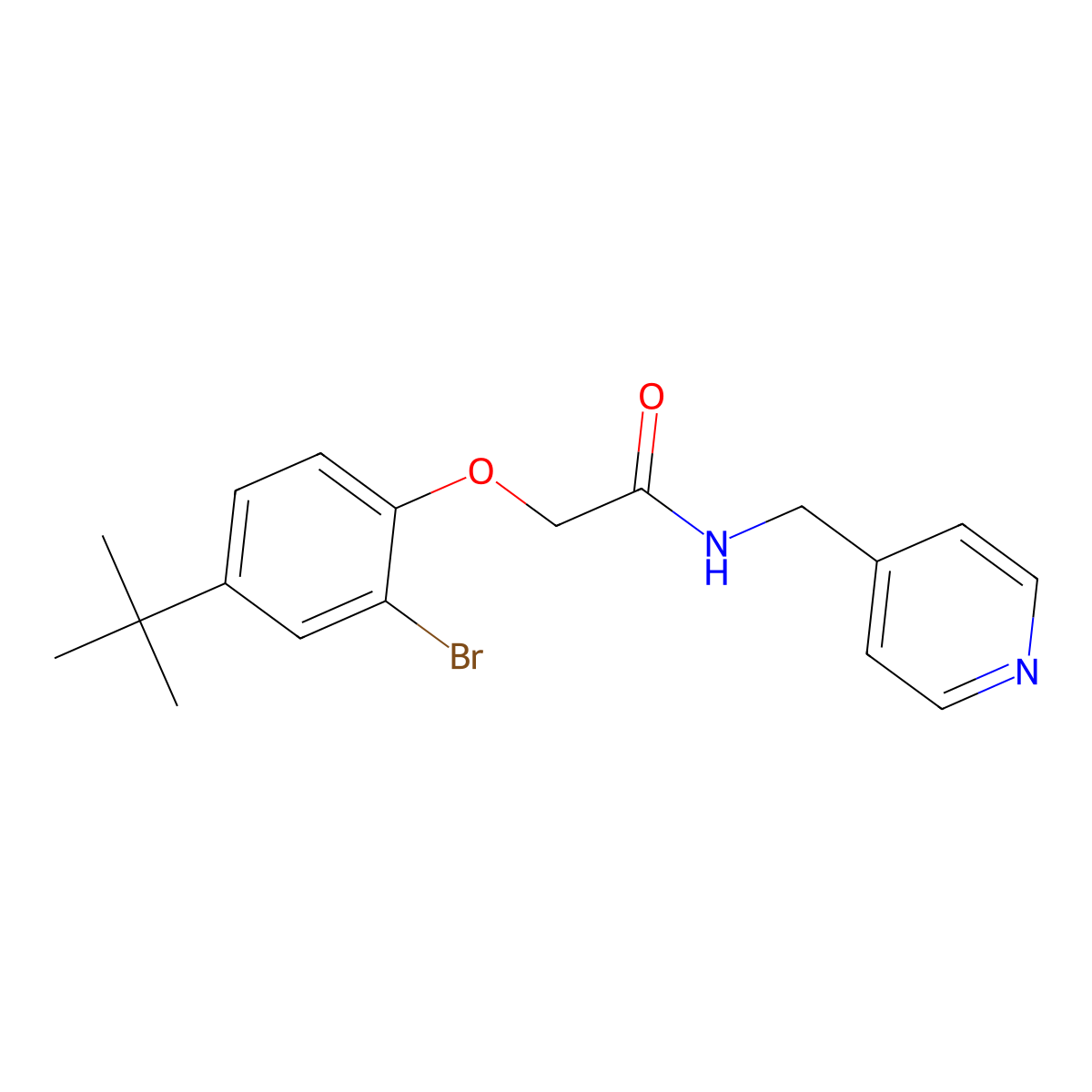 2-(2-bromo-4-tert-butylphenoxy)-N-(pyridin-4-ylmethyl)acetamide molecular structure, CAS 701239-09-0