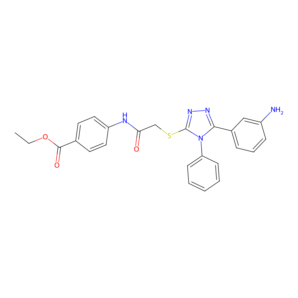 ethyl 4-[({[5-(3-aminophenyl)-4-phenyl-4H-1,2,4-triazol-3-yl]sulfanyl}acetyl)amino]benzoate molecular structure, CAS 701239-11-4