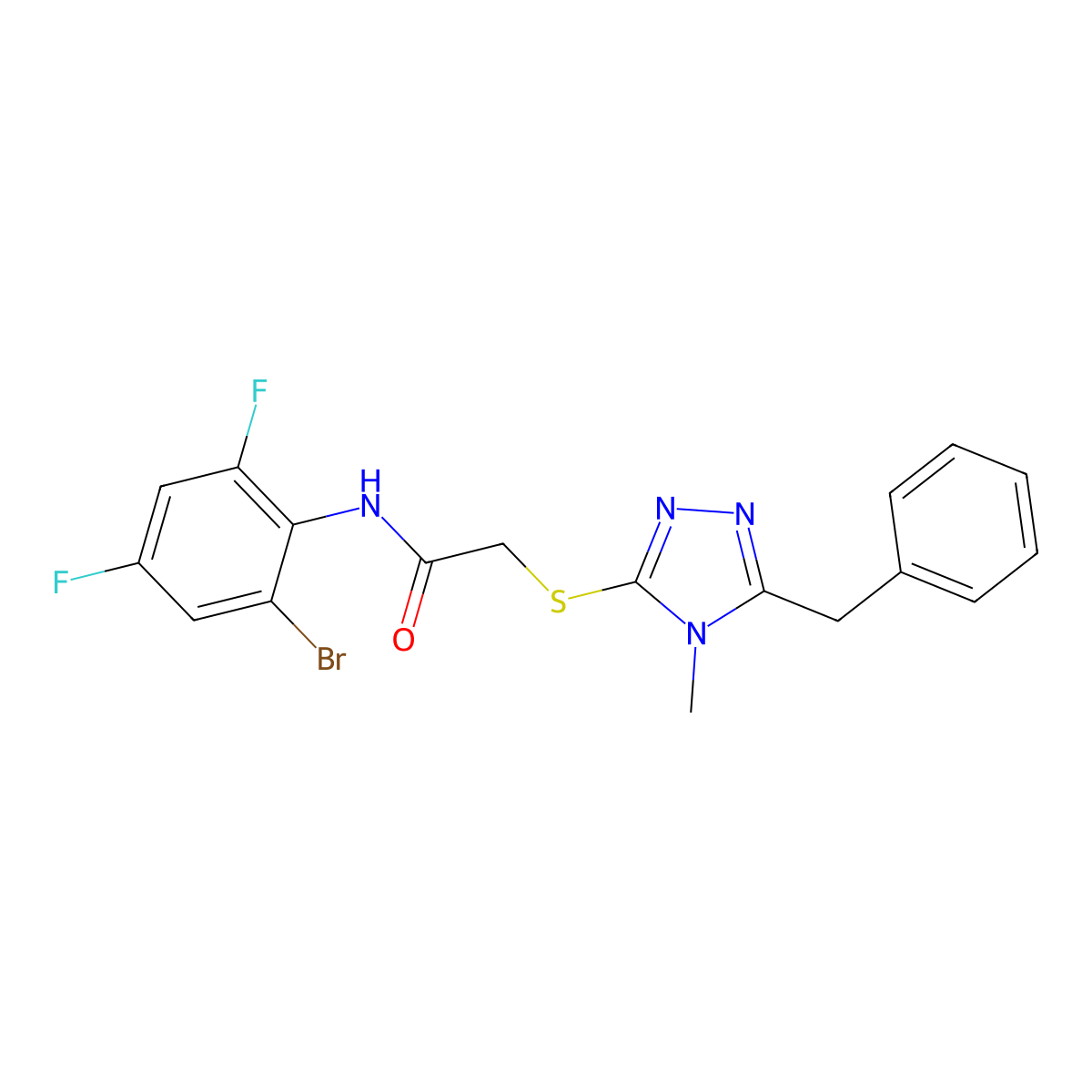 2-[(5-benzyl-4-methyl-1,2,4-triazol-3-yl)sulfanyl]-N-(2-bromo-4,6-difluorophenyl)acetamide molecular structure, CAS 701239-31-8