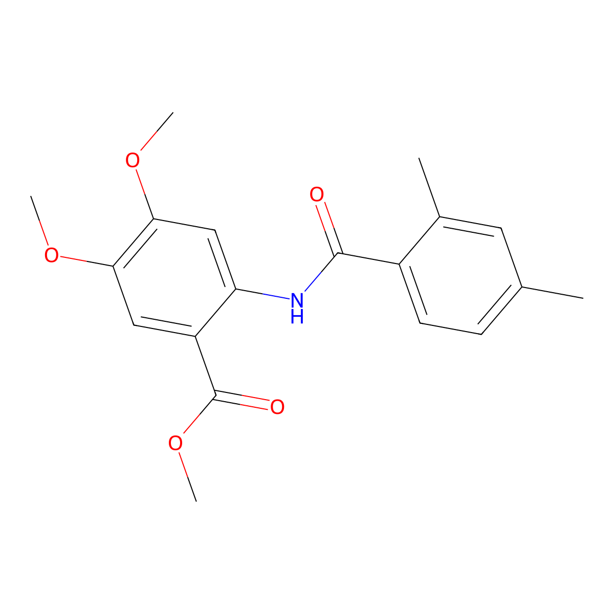 Methyl 2-{[(2,4-dimethylphenyl)carbonyl]amino}-4,5-dimethoxybenzoate molecular structure, CAS 701239-52-3