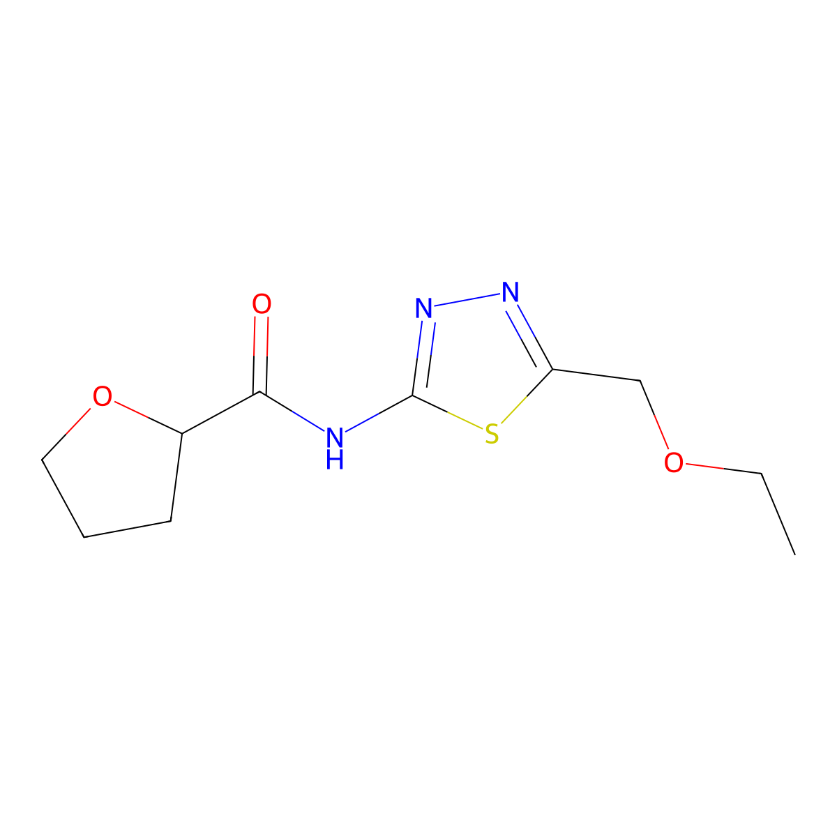 N-(5-(Ethoxymethyl)-1,3,4-thiadiazol-2-yl)tetrahydrofuran-2-carboxamide molecular structure, CAS 701239-54-5