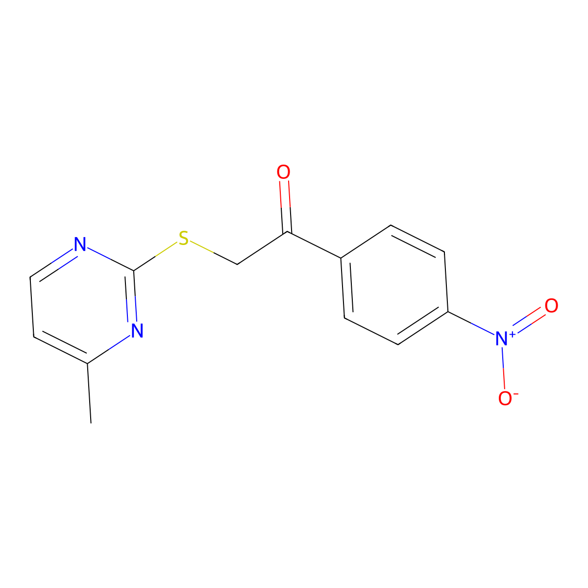 2-[(4-Methylpyrimidin-2-yl)sulfanyl]-1-(4-nitrophenyl)ethanone molecular structure, CAS 701239-60-3