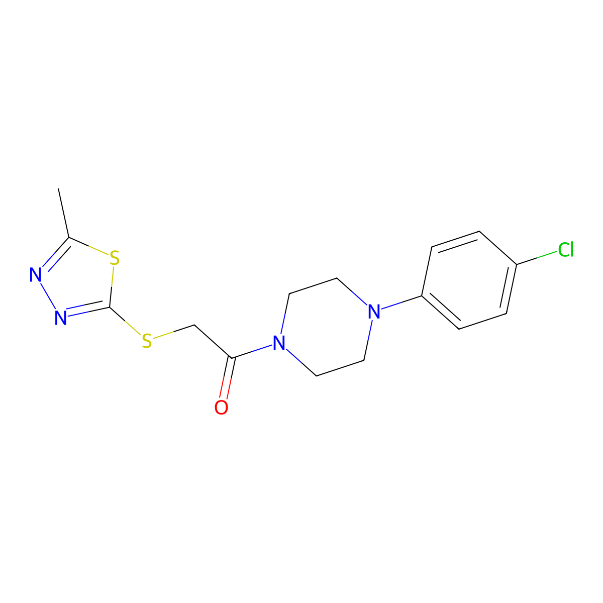 1-[4-(4-Chlorophenyl)piperazin-1-yl]-2-[(5-methyl-1,3,4-thiadiazol-2-yl)sulfanyl]ethanone molecular structure, CAS 701239-74-9