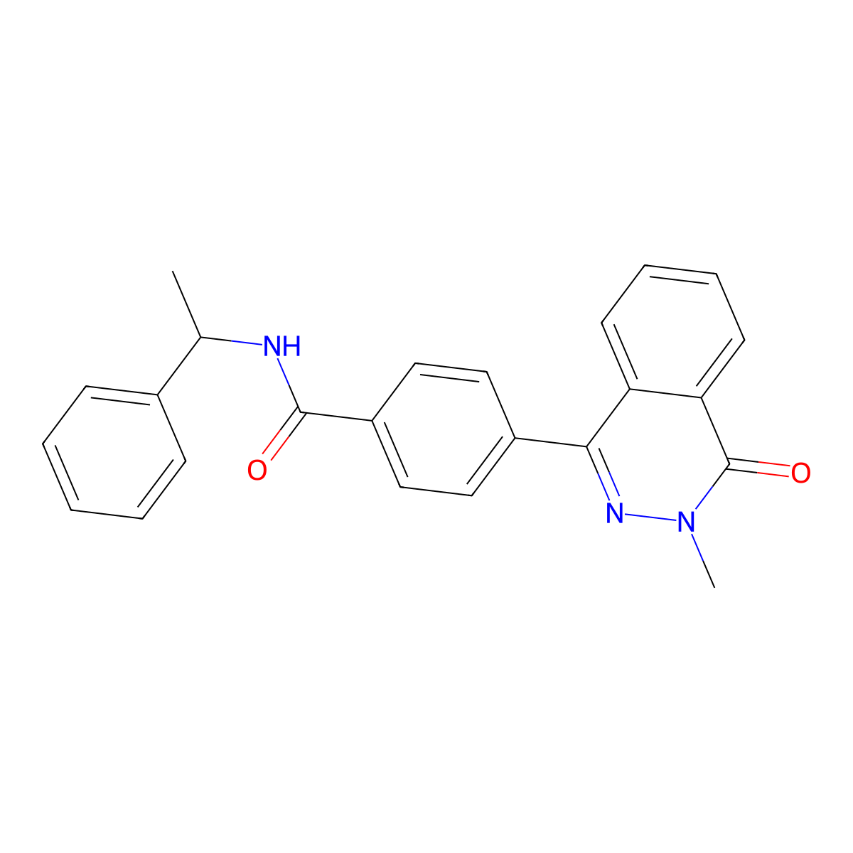 4-(3-methyl-4-oxo-3,4-dihydrophthalazin-1-yl)-N-(1-phenylethyl)benzamide molecular structure, CAS 701239-78-3