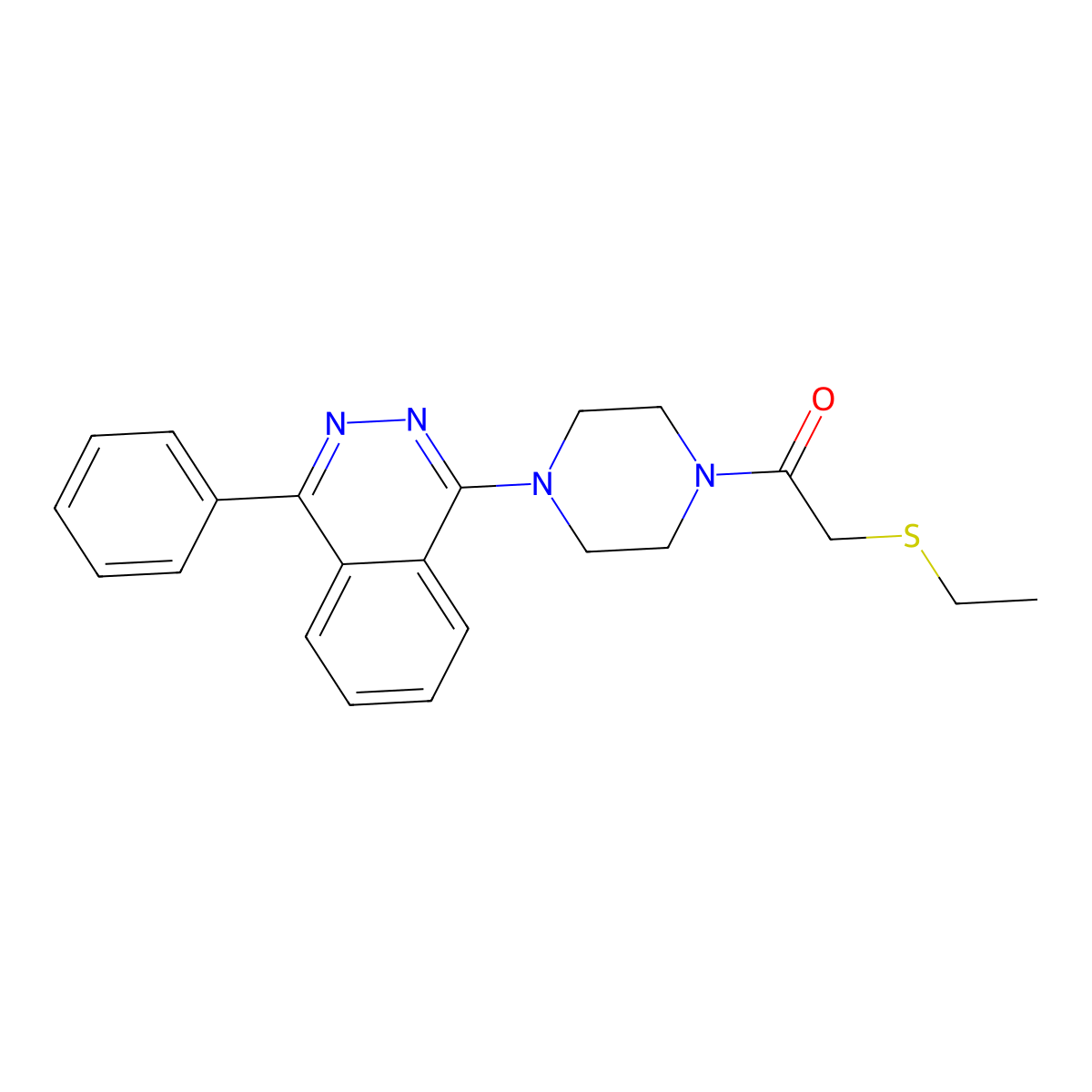 2-Ethylsulfanyl-1-[4-(4-phenylphthalazin-1-yl)piperazin-1-yl]ethanone molecular structure, CAS 701239-92-1