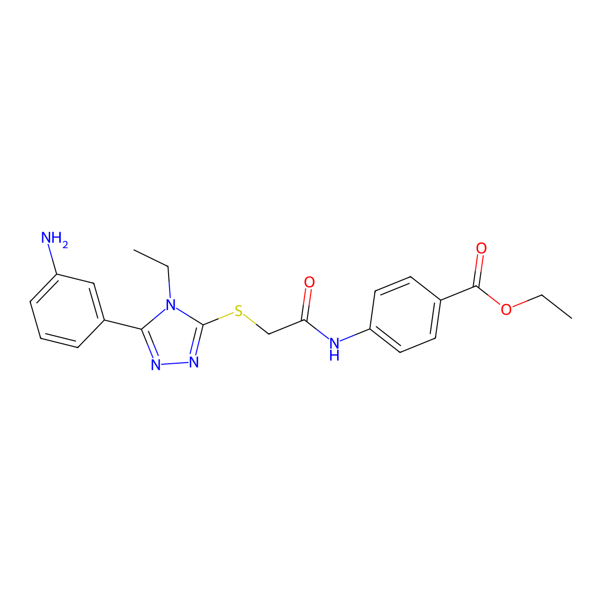 ethyl 4-[({[5-(3-aminophenyl)-4-ethyl-4H-1,2,4-triazol-3-yl]sulfanyl}acetyl)amino]benzoate molecular structure, CAS 701240-01-9