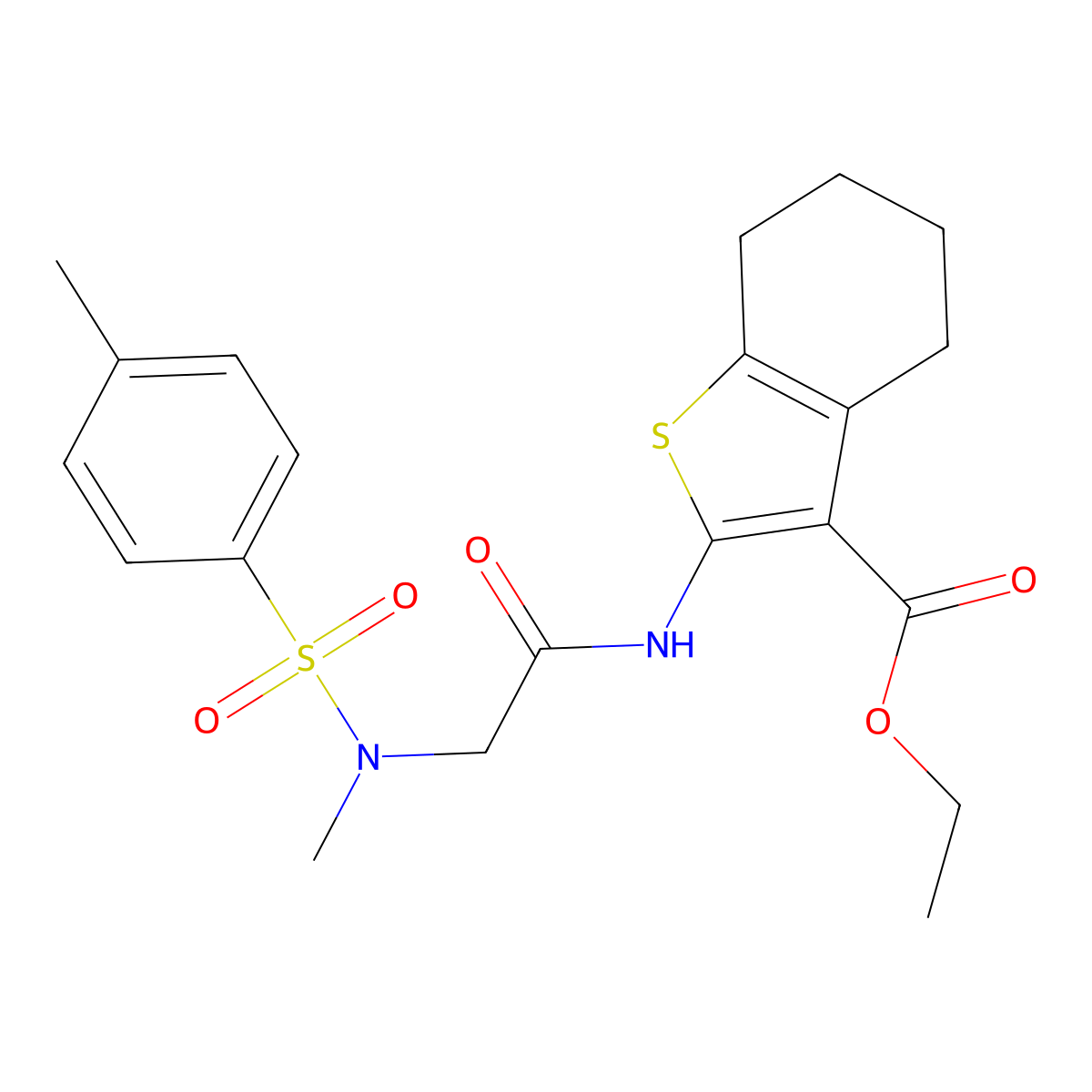 ethyl 2-({N-methyl-N-[(4-methylphenyl)sulfonyl]glycyl}amino)-4,5,6,7-tetrahydro-1-benzothiophene-3-carboxylate molecular structure, CAS 701240-07-5