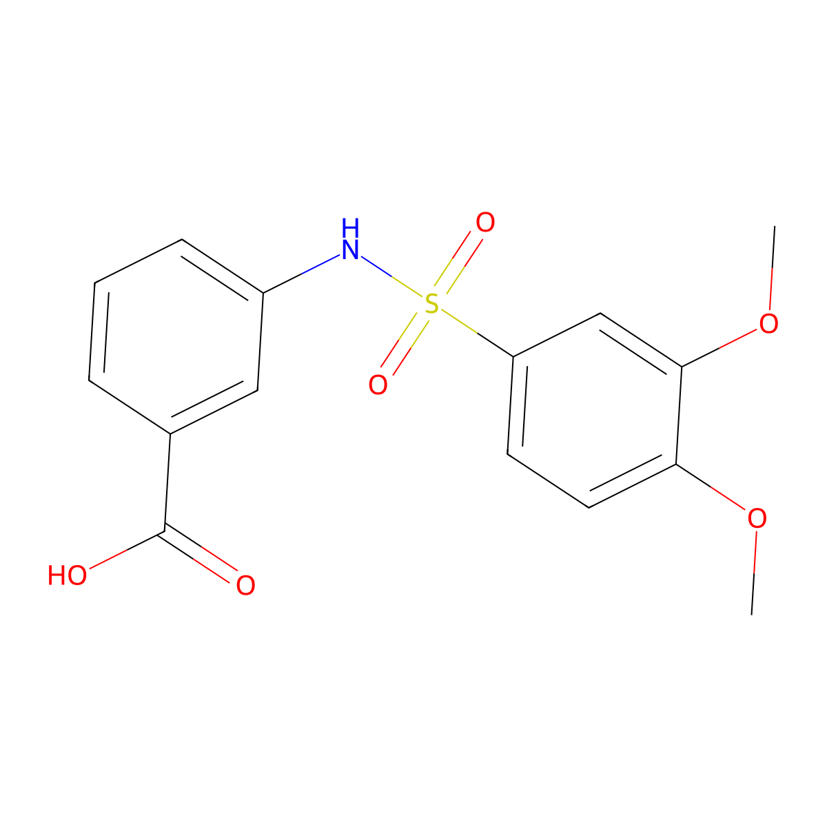 3-[(3,4-Dimethoxyphenyl)sulfonylamino]benzoic acid molecular structure, CAS 701240-18-8
