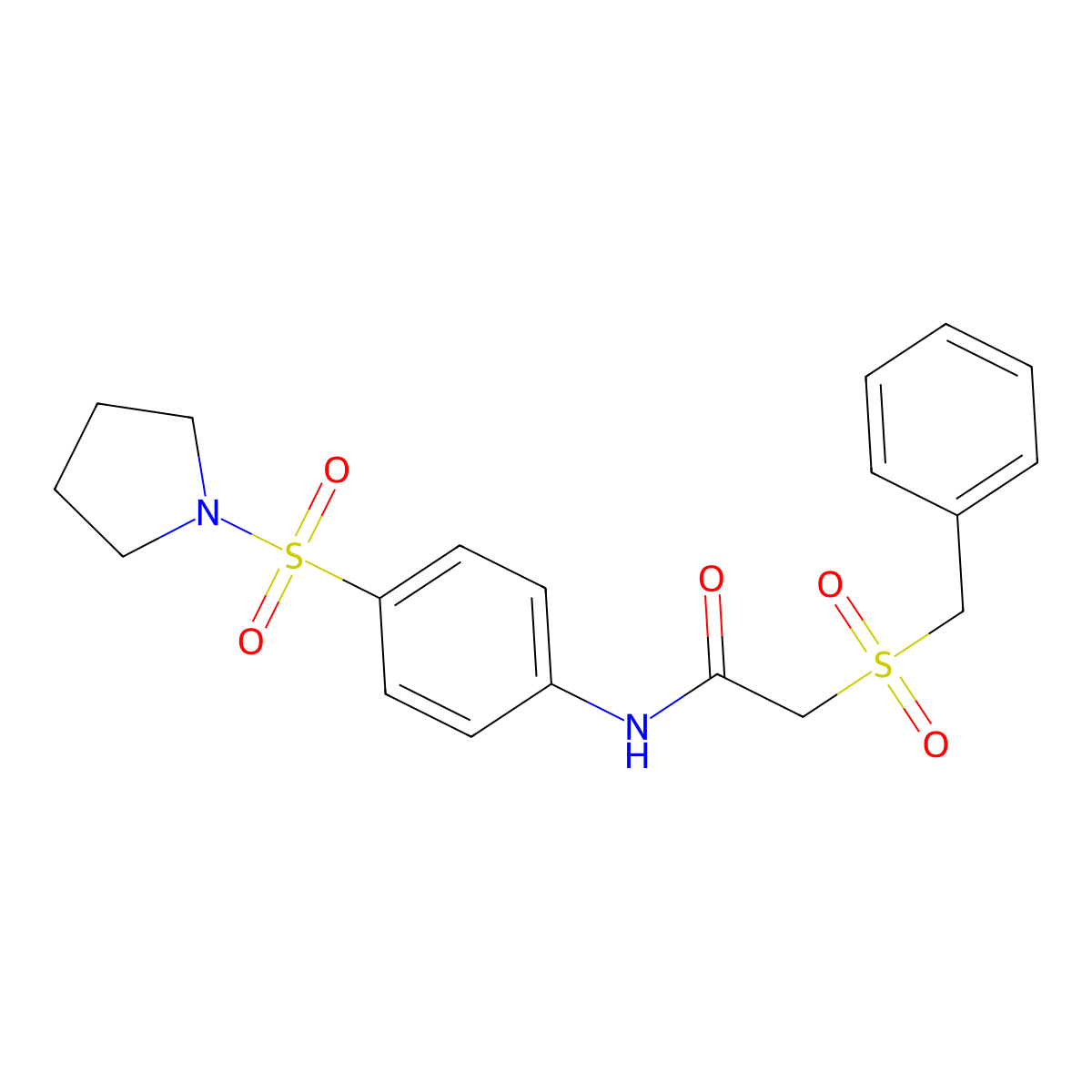 2-benzylsulfonyl-N-(4-pyrrolidin-1-ylsulfonylphenyl)acetamide molecular structure, CAS 701240-20-2