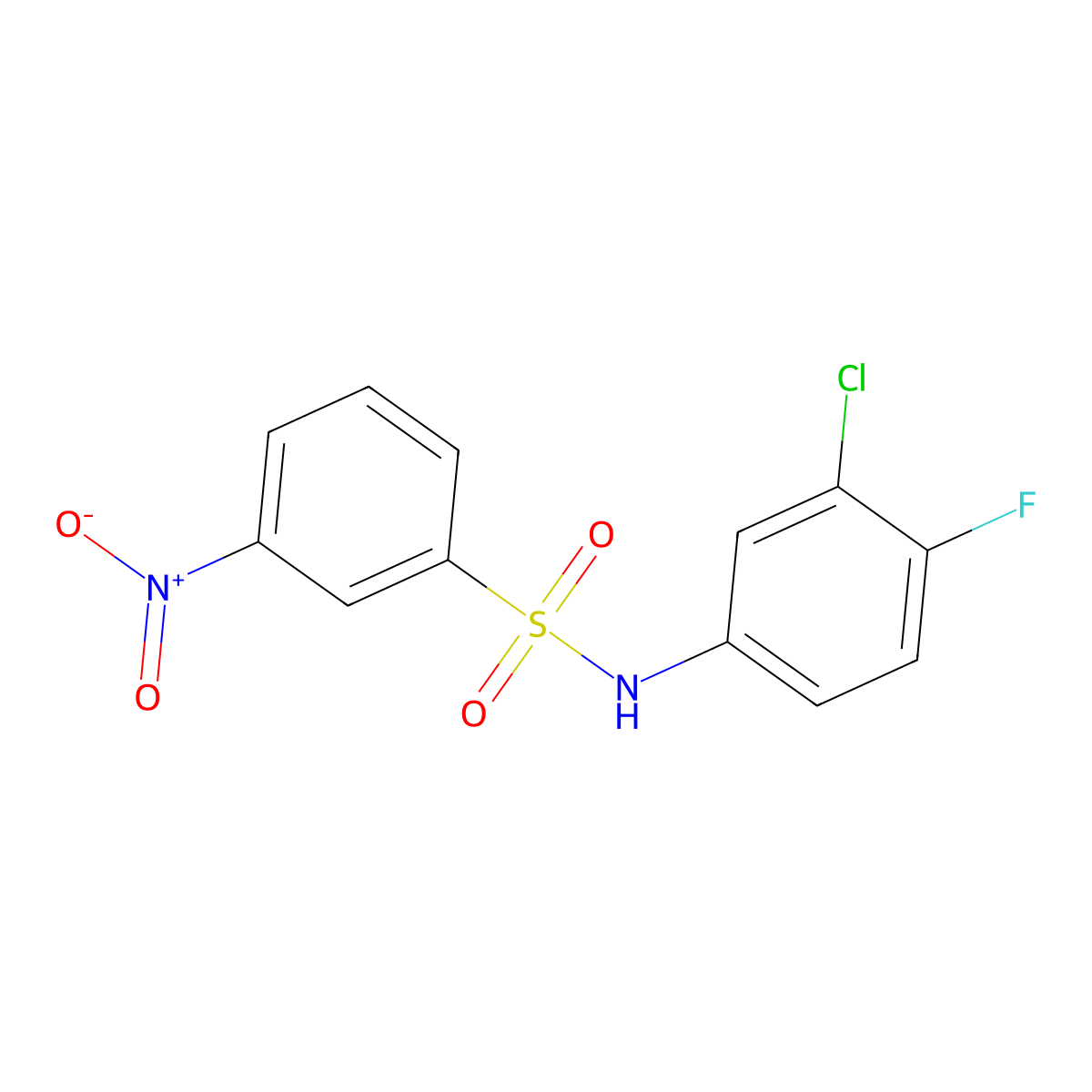N-(3-chloro-4-fluorophenyl)-3-nitrobenzenesulfonamide molecular structure, CAS 701240-28-0