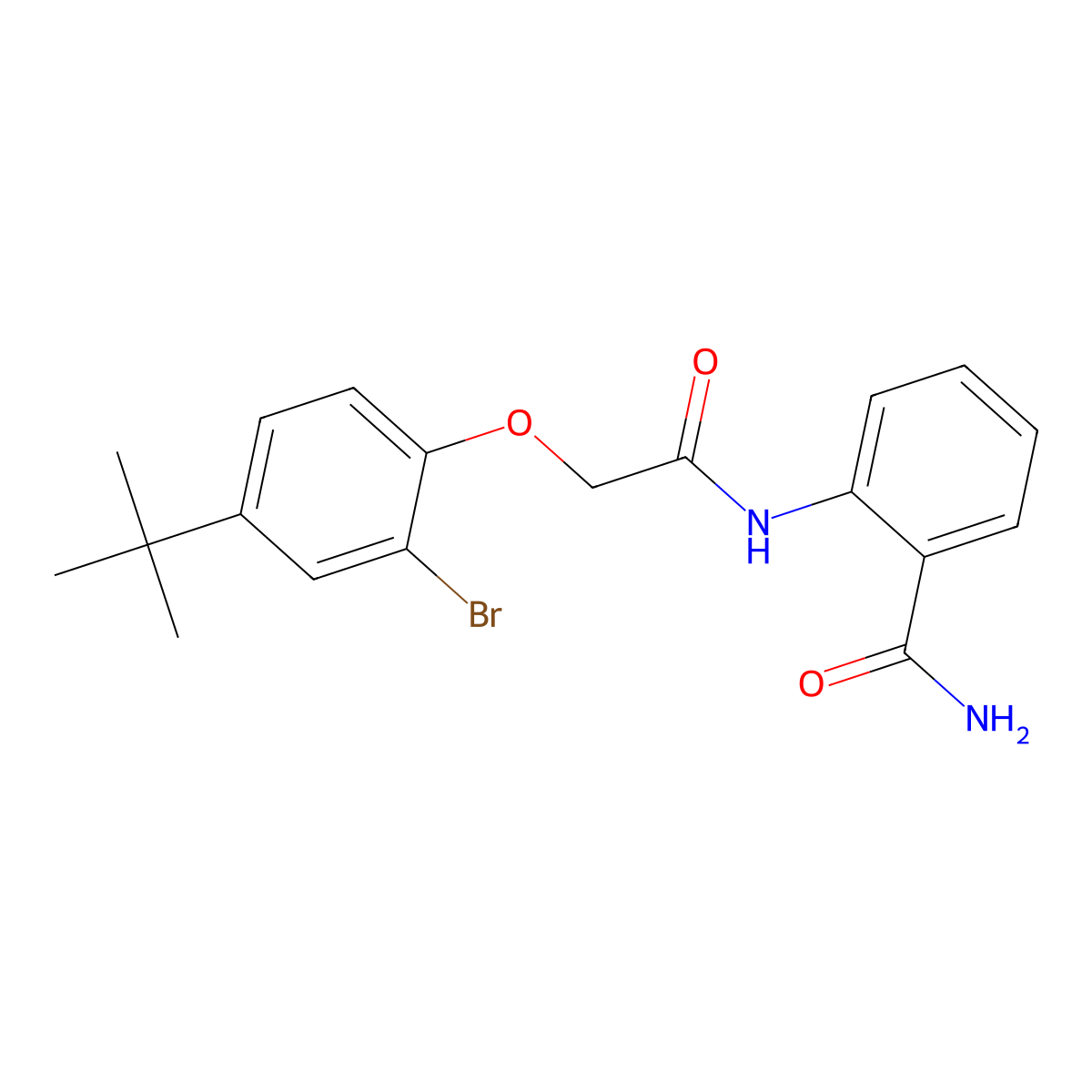 2-{[(2-Bromo-4-tert-butylphenoxy)acetyl]amino}benzamide molecular structure, CAS 701240-38-2