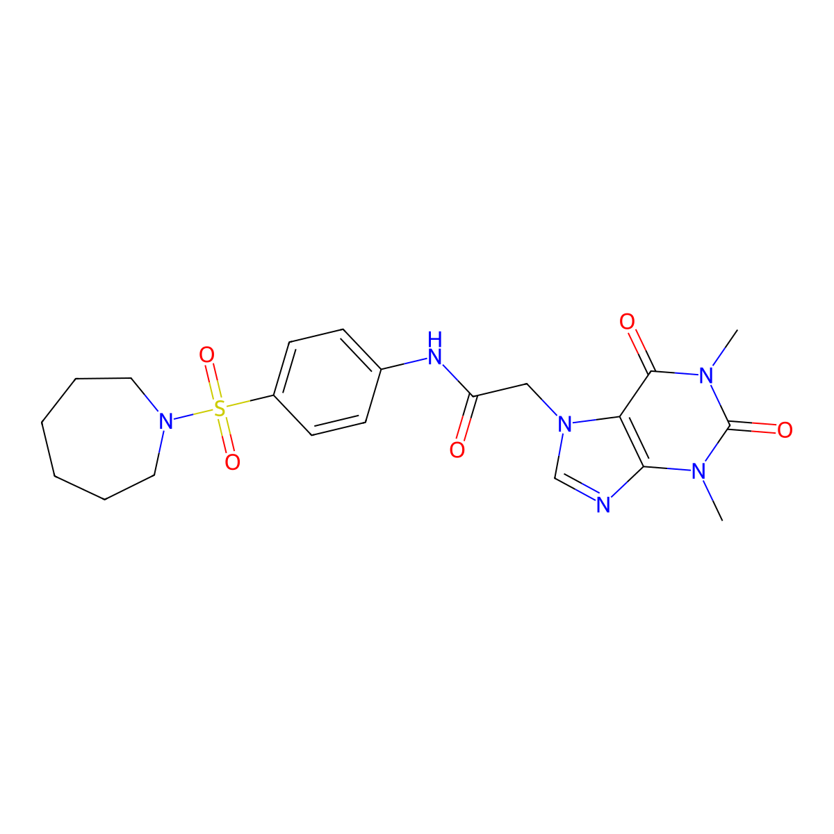 N-[4-(azepan-1-ylsulfonyl)phenyl]-2-(1,3-dimethyl-2,6-dioxopurin-7-yl)acetamide molecular structure, CAS 701240-41-7