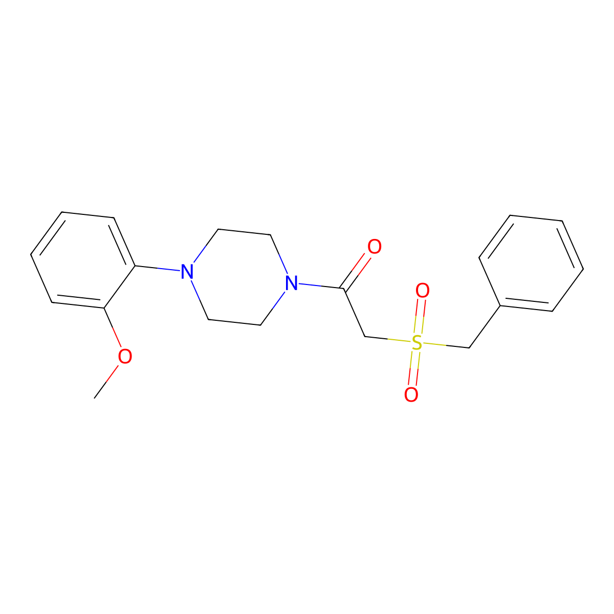 2-Benzylsulfonyl-1-[4-(2-methoxyphenyl)piperazin-1-yl]ethanone molecular structure, CAS 701240-59-7