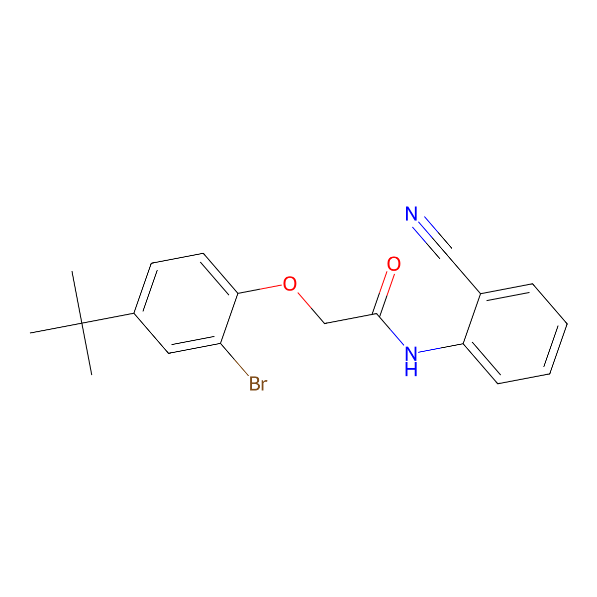 2-(2-bromo-4-tert-butylphenoxy)-N-(2-cyanophenyl)acetamide molecular structure, CAS 701240-74-6