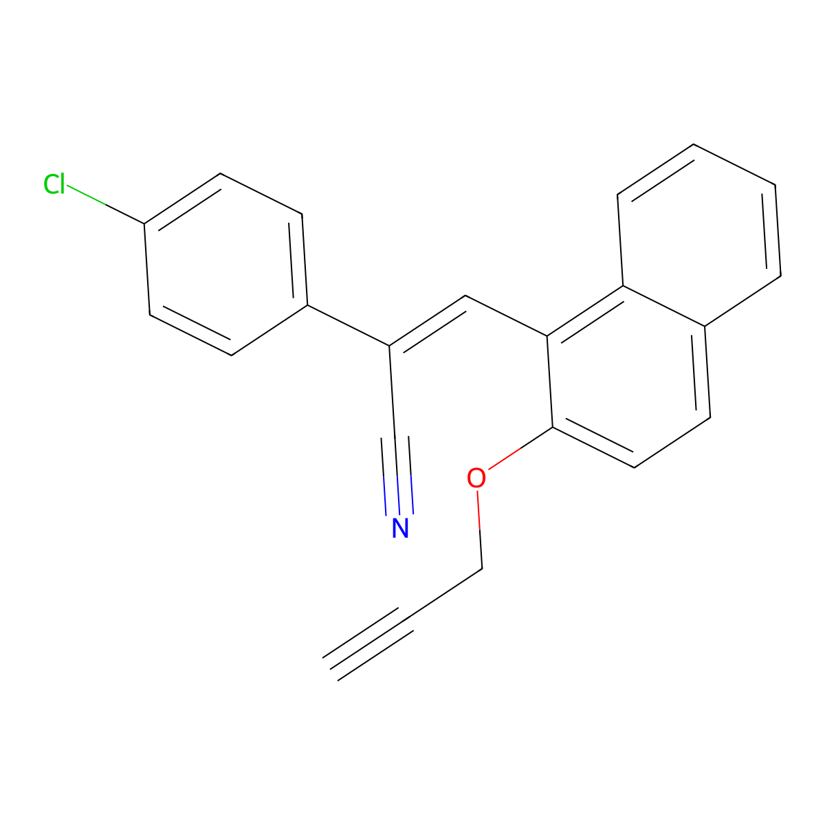 (Z)-2-(4-chlorophenyl)-3-[2-(2-propynyloxy)-1-naphthyl]-2-propenenitrile molecular structure, CAS 701240-76-8