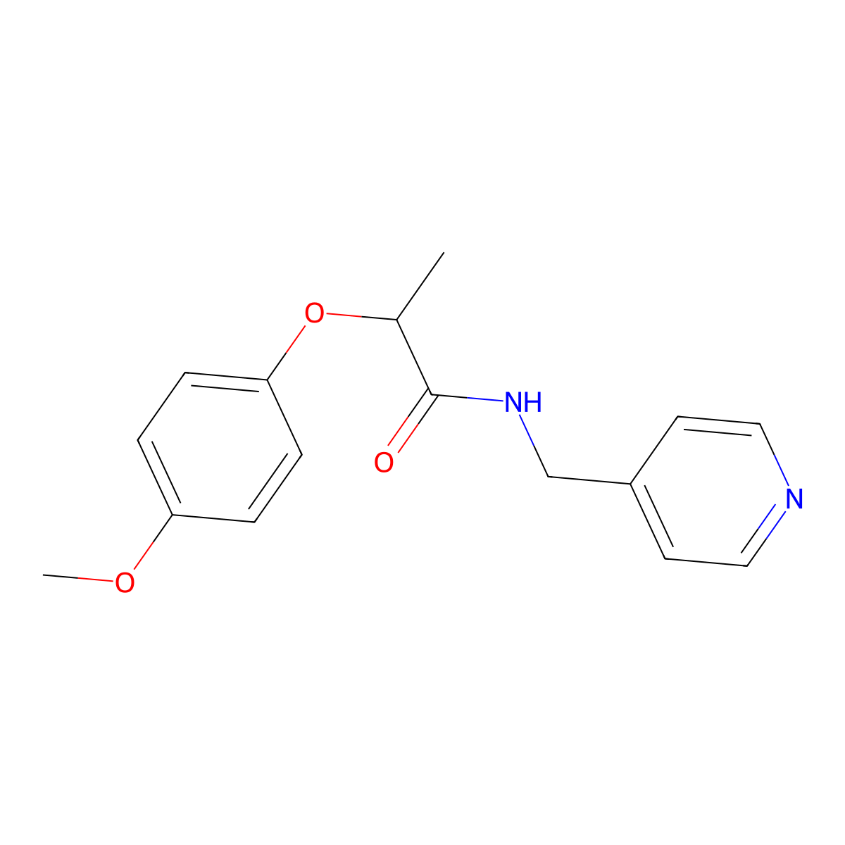 2-(4-methoxyphenoxy)-N-(pyridin-4-ylmethyl)propanamide molecular structure, CAS 701240-81-5