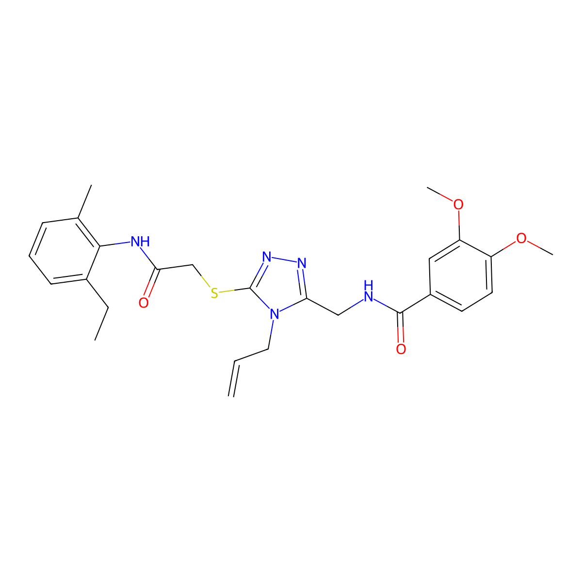N-[[5-[2-(2-ethyl-6-methylanilino)-2-oxoethyl]sulfanyl-4-prop-2-enyl-1,2,4-triazol-3-yl]methyl]-3,4-dimethoxybenzamide molecular structure, CAS 701240-85-9