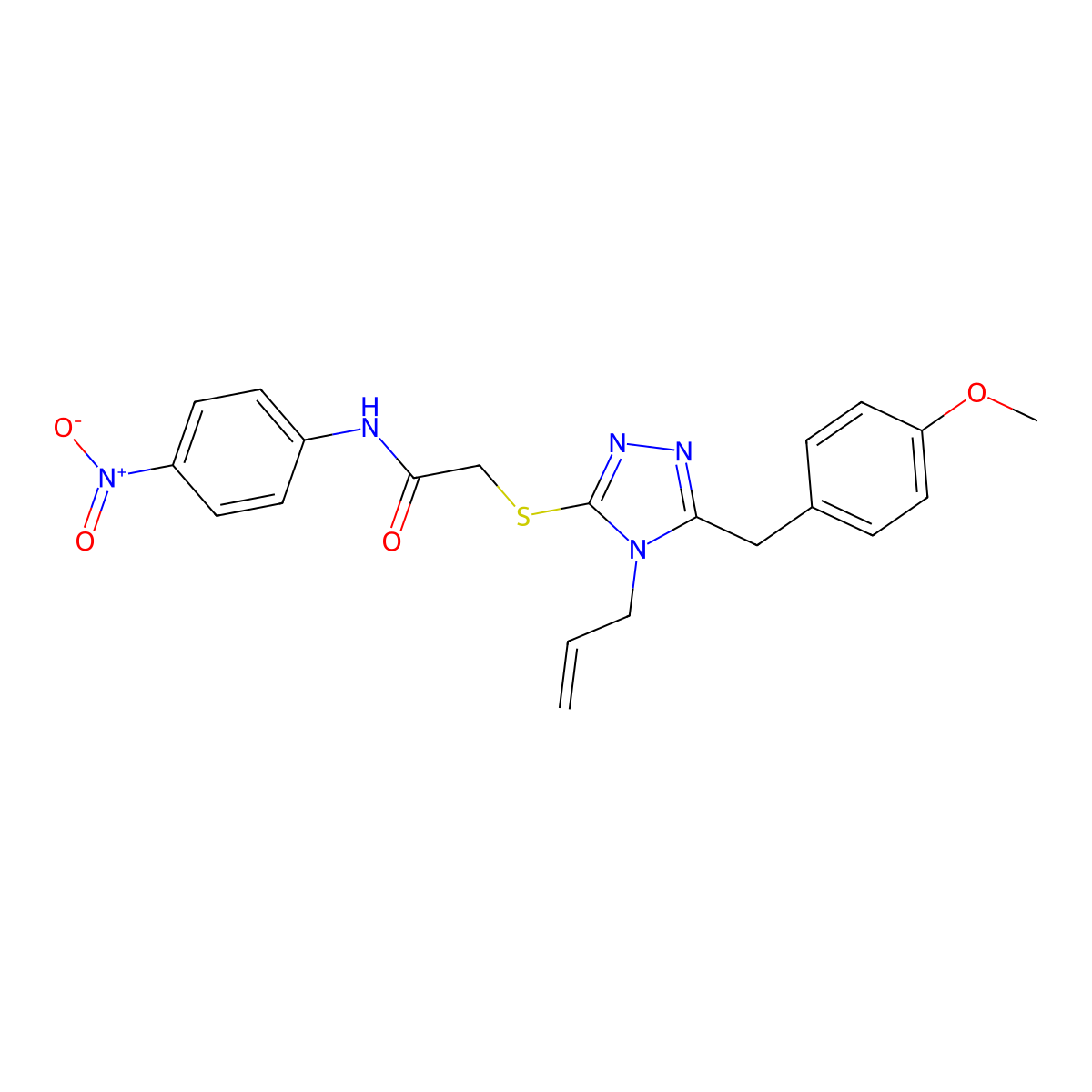 2-[[5-[(4-methoxyphenyl)methyl]-4-prop-2-enyl-1,2,4-triazol-3-yl]sulfanyl]-N-(4-nitrophenyl)acetamide molecular structure, CAS 701240-89-3