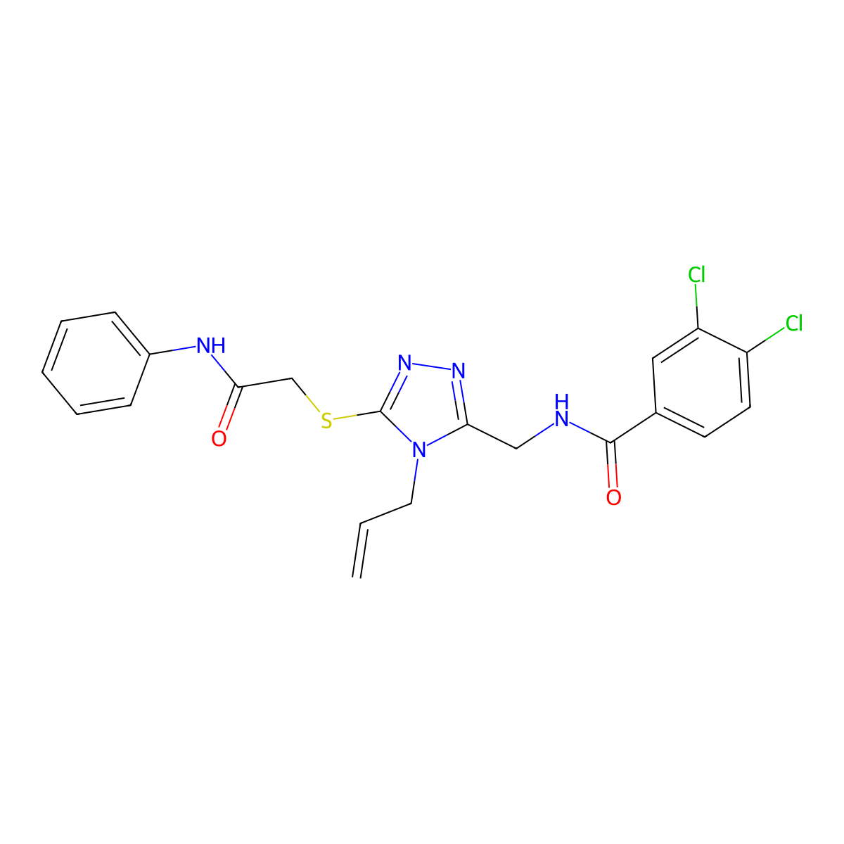 N-[[5-(2-anilino-2-oxoethyl)sulfanyl-4-prop-2-enyl-1,2,4-triazol-3-yl]methyl]-3,4-dichlorobenzamide molecular structure, CAS 701240-96-2
