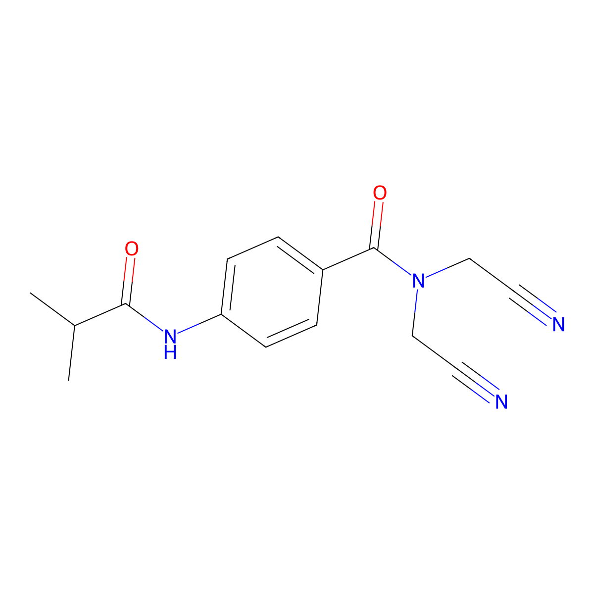 N,N-bis(cyanomethyl)-4-(2-methylpropanoylamino)benzamide molecular structure, CAS 701241-23-8
