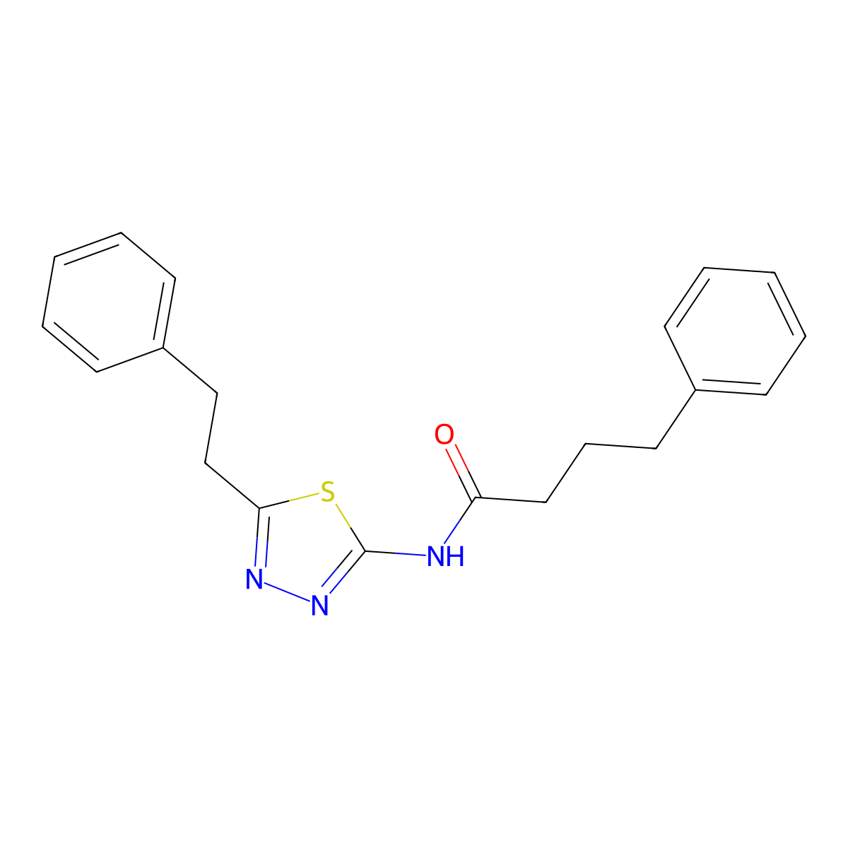 4-phenyl-N-[5-(2-phenylethyl)-1,3,4-thiadiazol-2-yl]butanamide molecular structure, CAS 701241-30-7