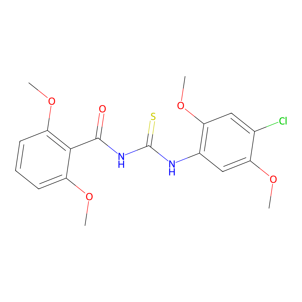 N-[(4-chloro-2,5-dimethoxyphenyl)carbamothioyl]-2,6-dimethoxybenzamide molecular structure, CAS 701241-39-6